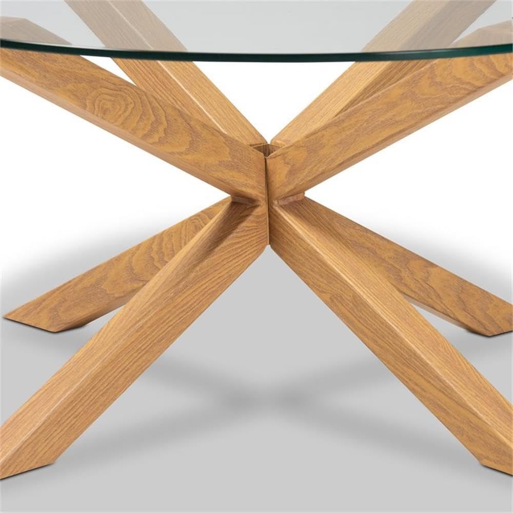 Modern Glass and Wood Coffee Table - Contemporary Allora Design for Living Room, Lounge & Office Decor