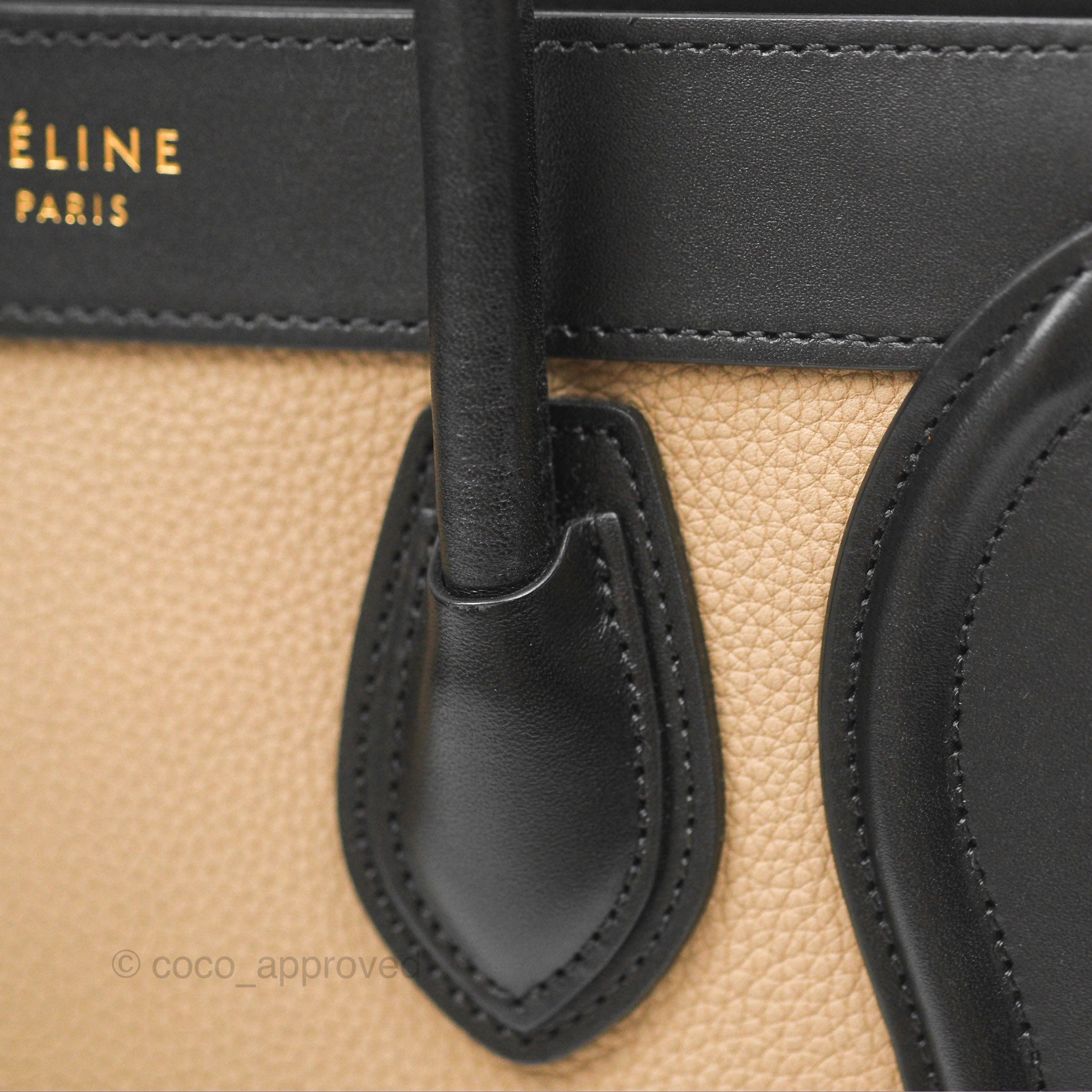 Celine Nano Luggage Bag in Grained Calfskin Leather with Gold Hardware - Orange, Black & Beige Colors | Perfect for Work, Travel & Everyday Use