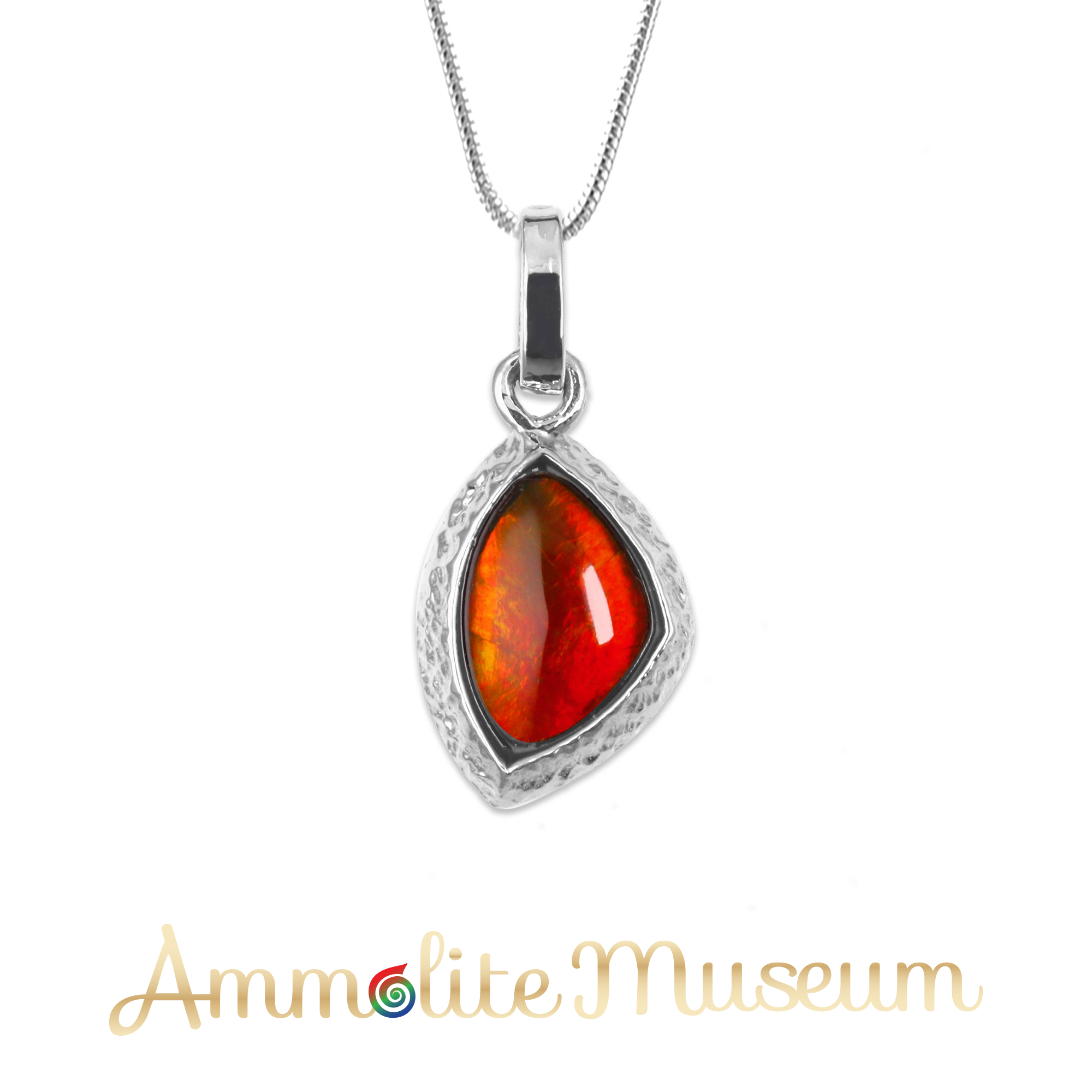 Natural Ammolite Sterling Silver Pendant Necklace – Unique Freeform Gemstone Jewelry for Women, Gift for Her, Perfect for Casual Wear & Special Occasions