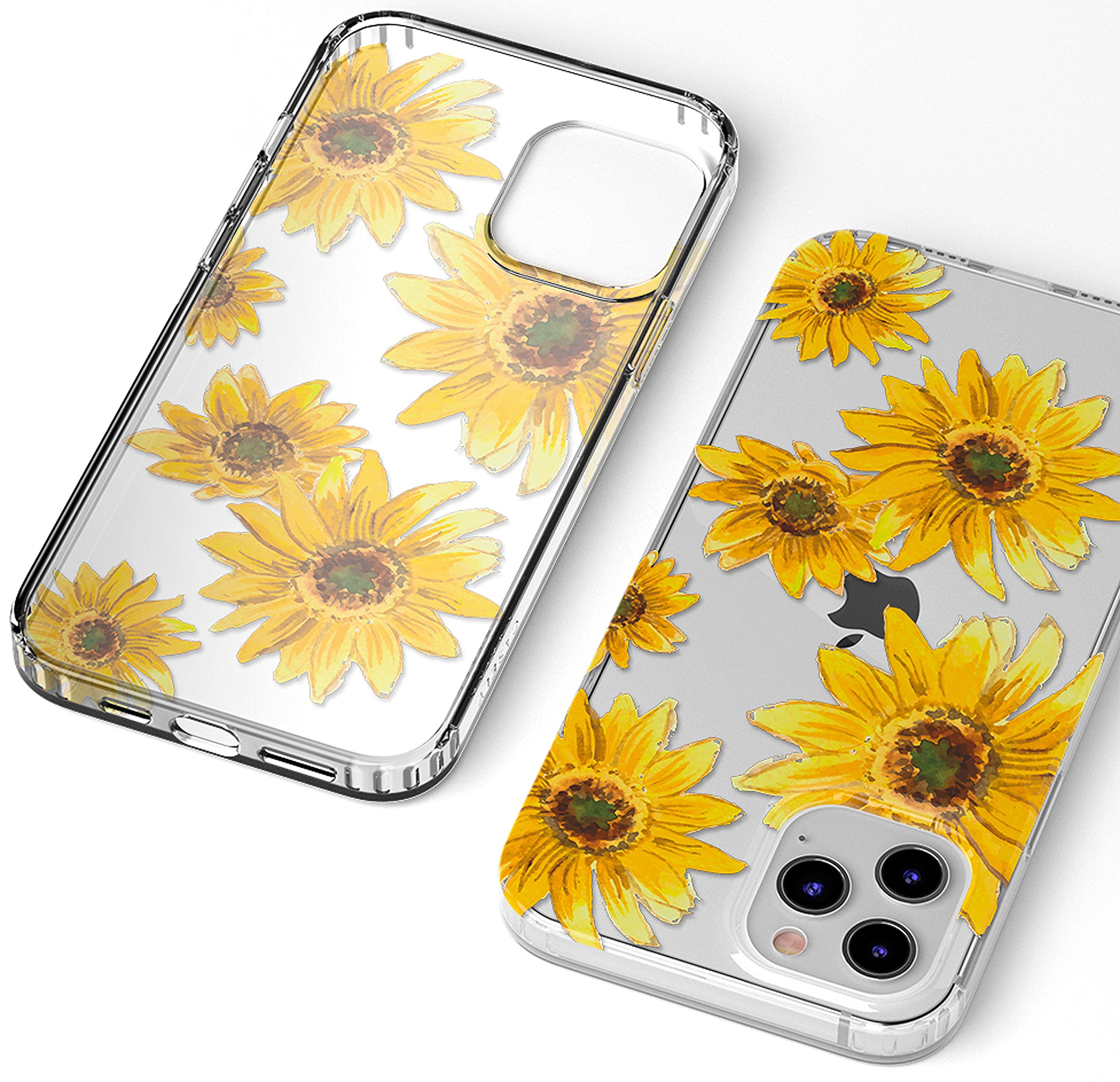 Casely iPhone 12/12 Pro Case - Golden Garden Yellow Sunflower Floral Design | Ultra Slim Protective Cover | Perfect for Everyday Use & Outdoor Activities