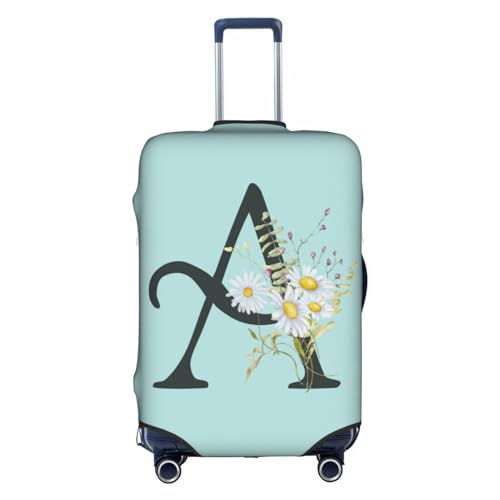 Black Letter A Boho Floral Daisy Flowers Leaves