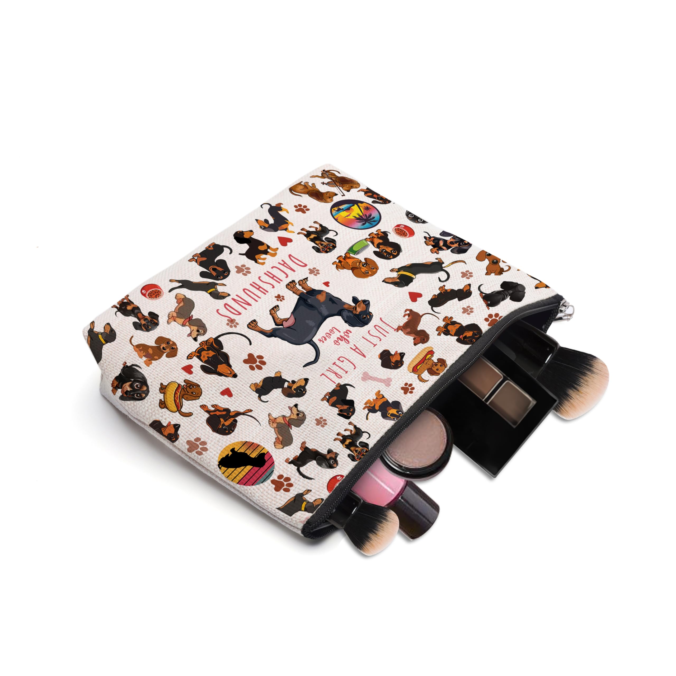 Dachshund Makeup Bag for Women - Cute Wiener Dog Cosmetic Pouch with Zipper, Perfect Birthday Gift for Dachshund Lovers | Great for Travel, Gym & Daily Essentials Storage