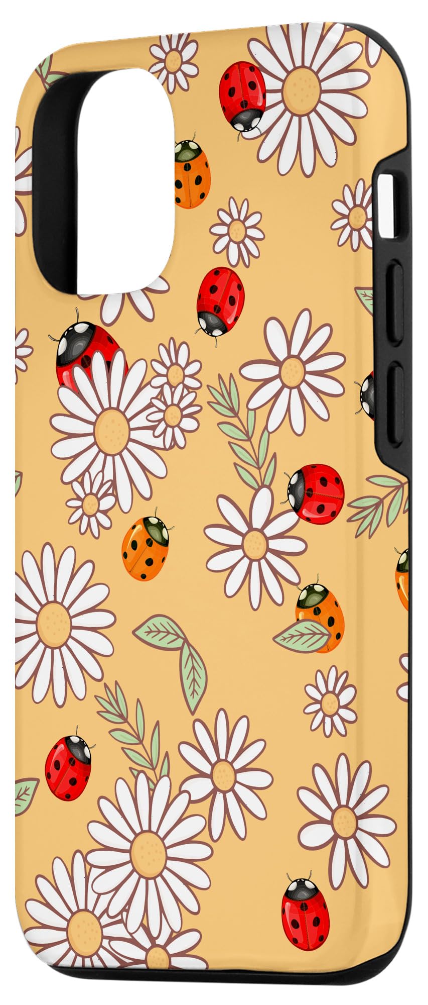 iPhone 12/12 Pro Floral Phone Case with Sweet Daisy Flowers & Cute Ladybug Design - Slim Protective Cover for Women, Girls | Perfect for Spring, Summer, Outdoor Activities & Daily Use