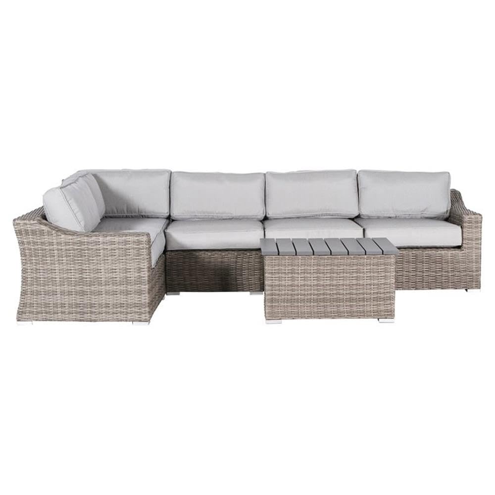All-Weather Resort-Grade Outdoor Patio Sofa Set with Back Cushions - 6-Piece Wicker Conversation Set in Marina Grey | Perfect for Poolside, Garden & Backyard Relaxation