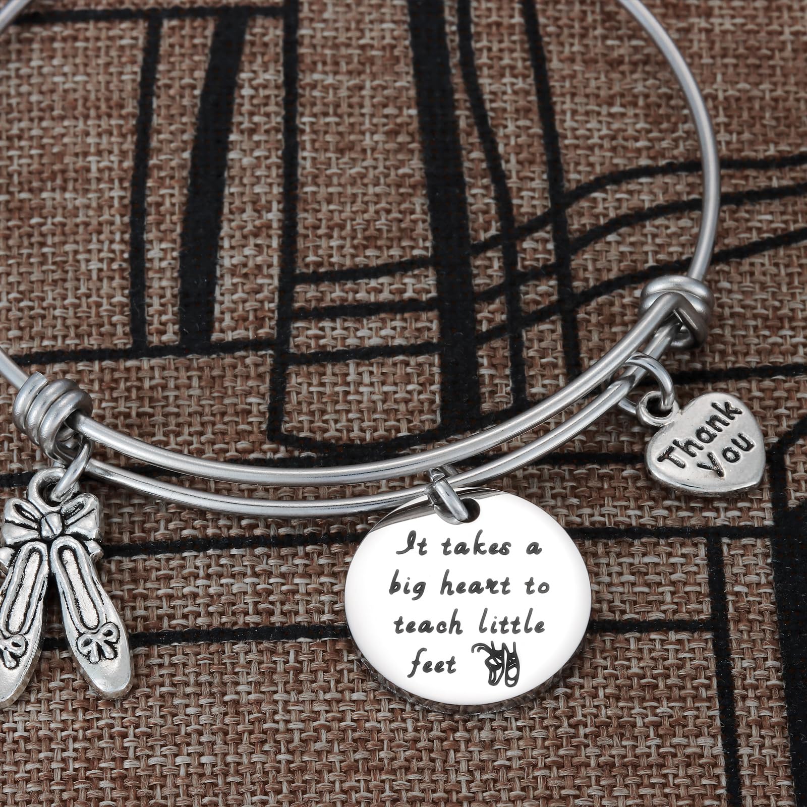 Kivosliviz Dance Teacher Appreciation Bracelet - Inspirational 'It Takes A Big Heart To Teach Little Feet' Jewelry Gift for Dance Instructors | Perfect for Teacher Appreciation Week, Graduation, or Thank You Present