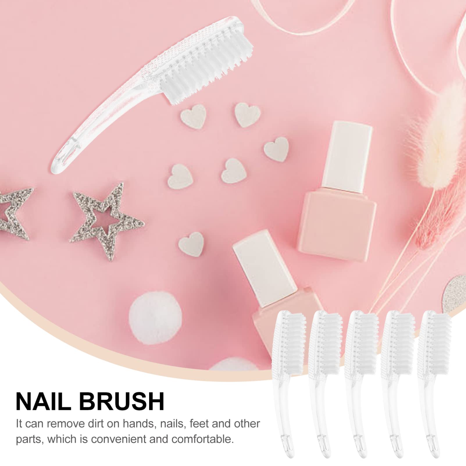 SHERCHPRY 5Pcs Toe Nail Brush Set - Stiff Bristle Nail Scrub Brush for Manicure, Pedicure & Shoe Cleaning - Professional Nail Design Tools & Nylon Clothing Accessories - Perfect for Home Salon, Spa & Foot Care Routine