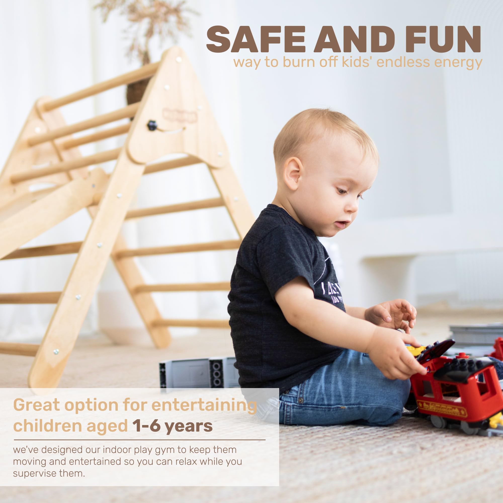 Best Indoor Playground Jungle Gym for Toddlers - Slide & Climbing Toys Playset with Swedish Ladder | Safe Kids Play Structure for Home | Perfect for Toddler Physical Development & Indoor Activities