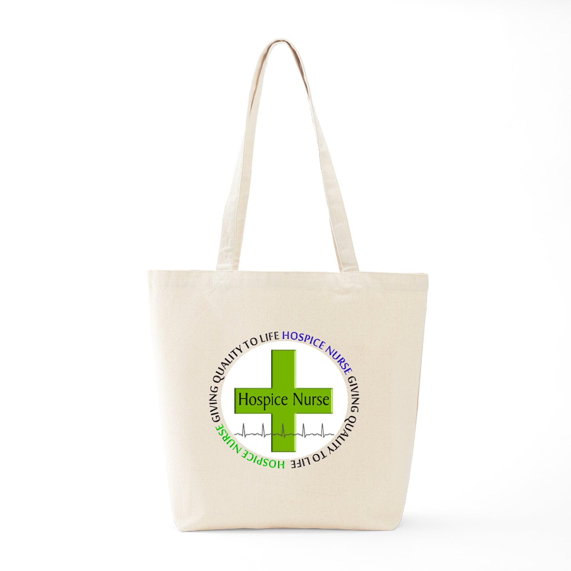 Hospice Nurse Tote Bag - Natural Canvas Reusable Shopping Bag for Giving Quality Life | Perfect for Work, Groceries & Everyday Use