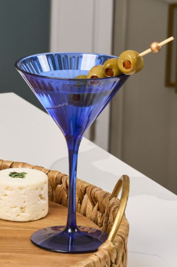 Modern Cobalt Martini Glass Set - 8 Oz Elegant Cocktail Glasses for Martinis, Margaritas & Wine - Perfect for Parties, Bars & Home Entertaining