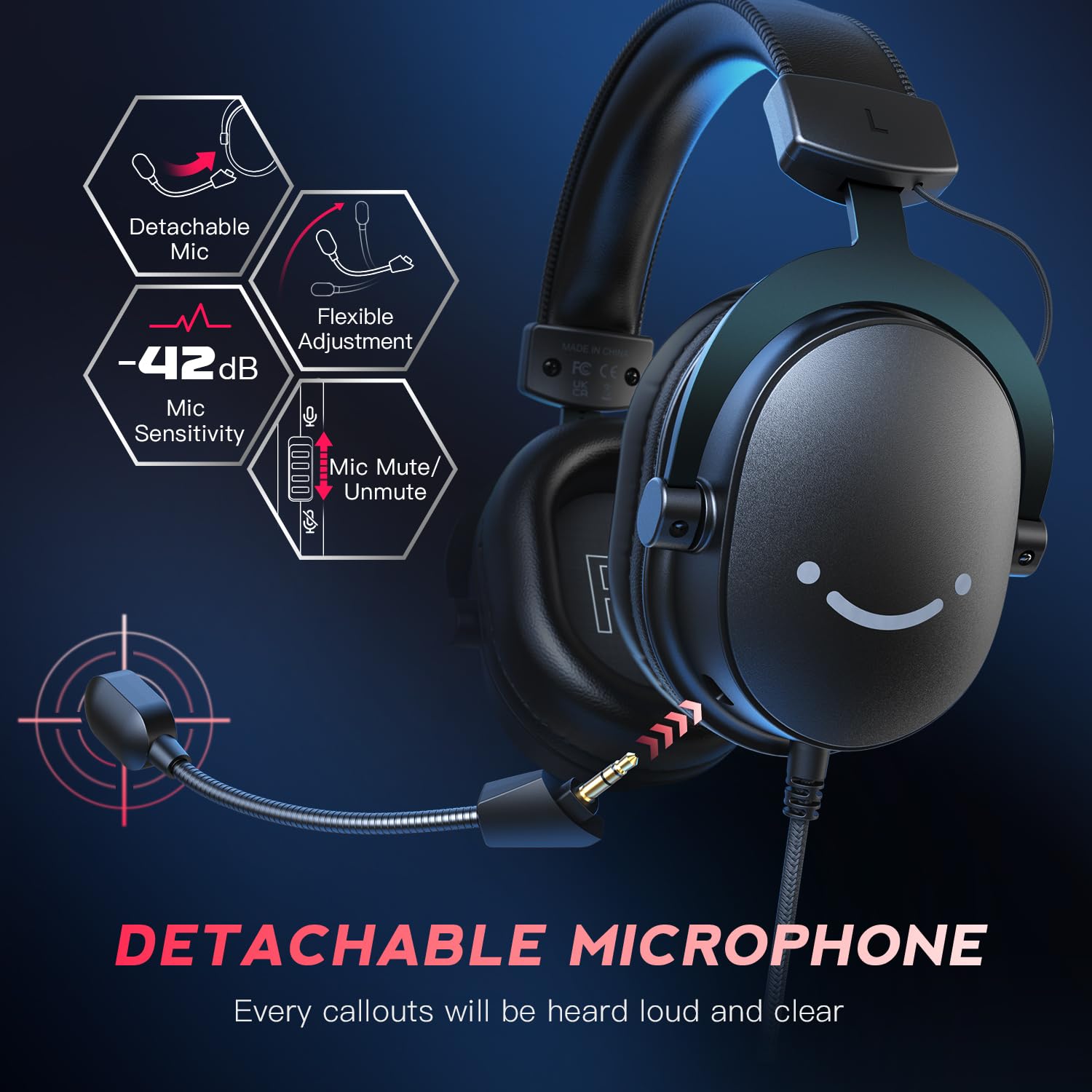 FIFINE PC Gaming Headset with 7.1 Surround Sound - USB & 3.5mm Wired Headphones with Detachable Mic & Control Box - Compatible with PS5, Xbox, Switch (Black-AmpliGame H9) - Perfect for Competitive Gaming, Streaming & Online Chat