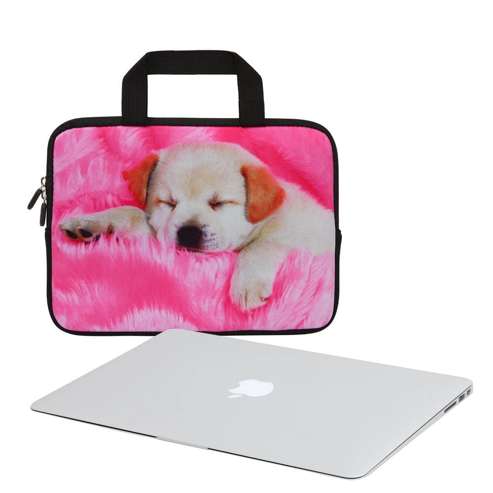 11-12.5 Inch Laptop Sleeve Case for MacBook Air, Chromebook, Ultrabook & Tablets - Cute Dog Design Neoprene Protective Cover for Apple, Samsung, Google, Acer, HP, Dell, Lenovo, Asus - Perfect for School, Office & Travel Use