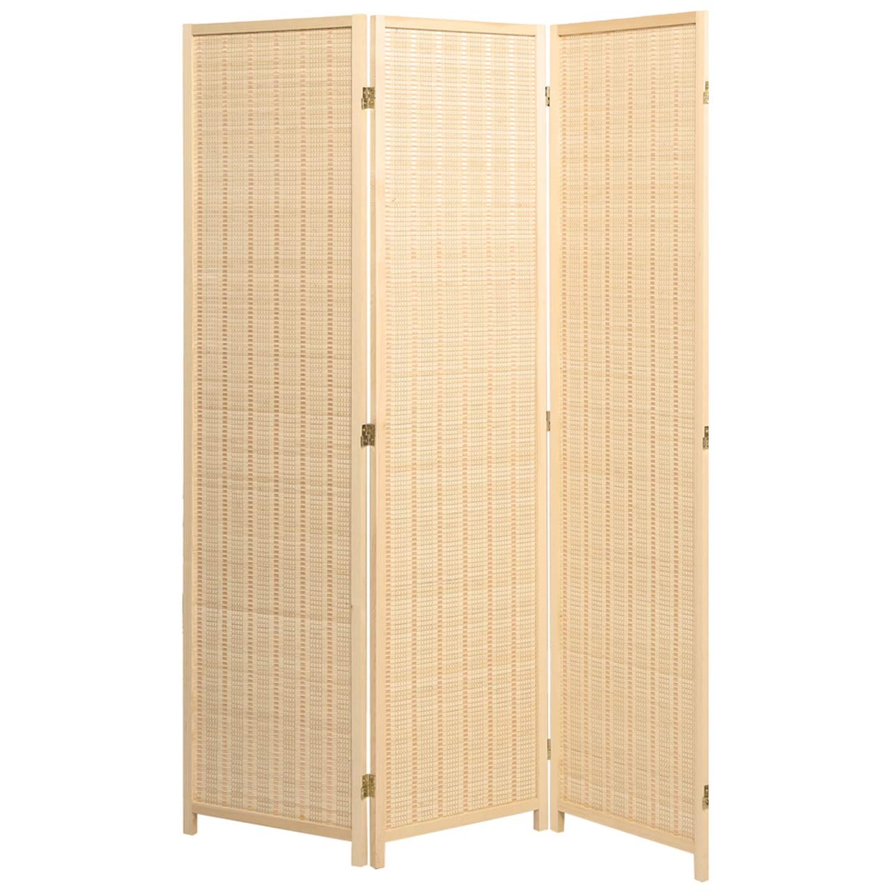 Legacy Decor 3 Panel Natural Wood & Bamboo Weave Room Divider - Privacy Screen for Bedroom, Living Room, Office & Studio Partition