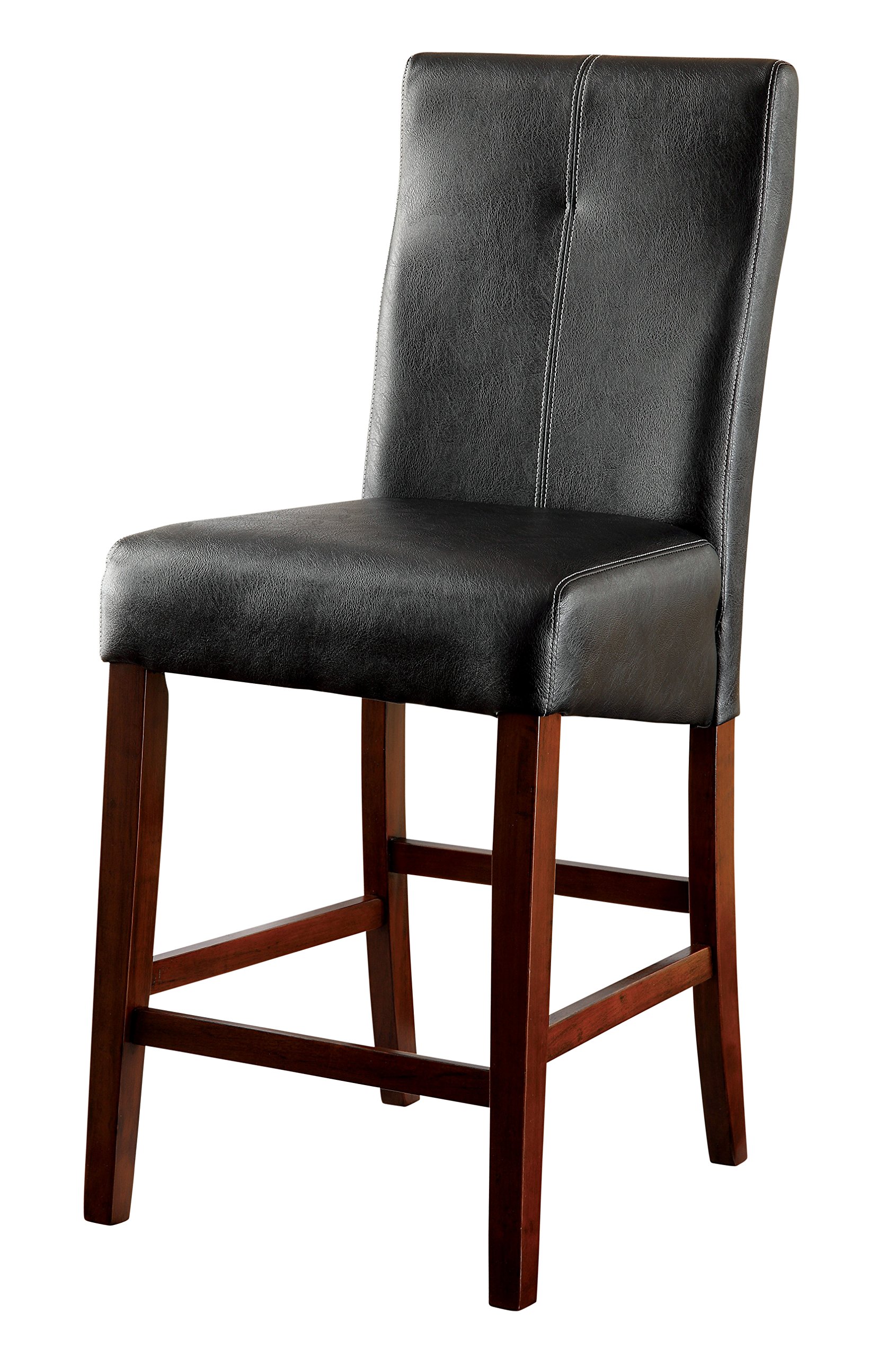 Furniture of America Kona Pub Chair - Black Bar Stool for Kitchen Island, Counter Height Dining & Home Bar - Comfortable & Durable Pub Height Chair