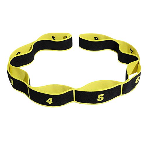 Adamas-Beta Premium Yoga Stretching Strap - Elastic Exercise Band for Physical Therapy, Pilates, Dance & Fitness - Includes Workout Guide - Yellow & Black - Perfect for Home Gym, Yoga Studio & Rehabilitation