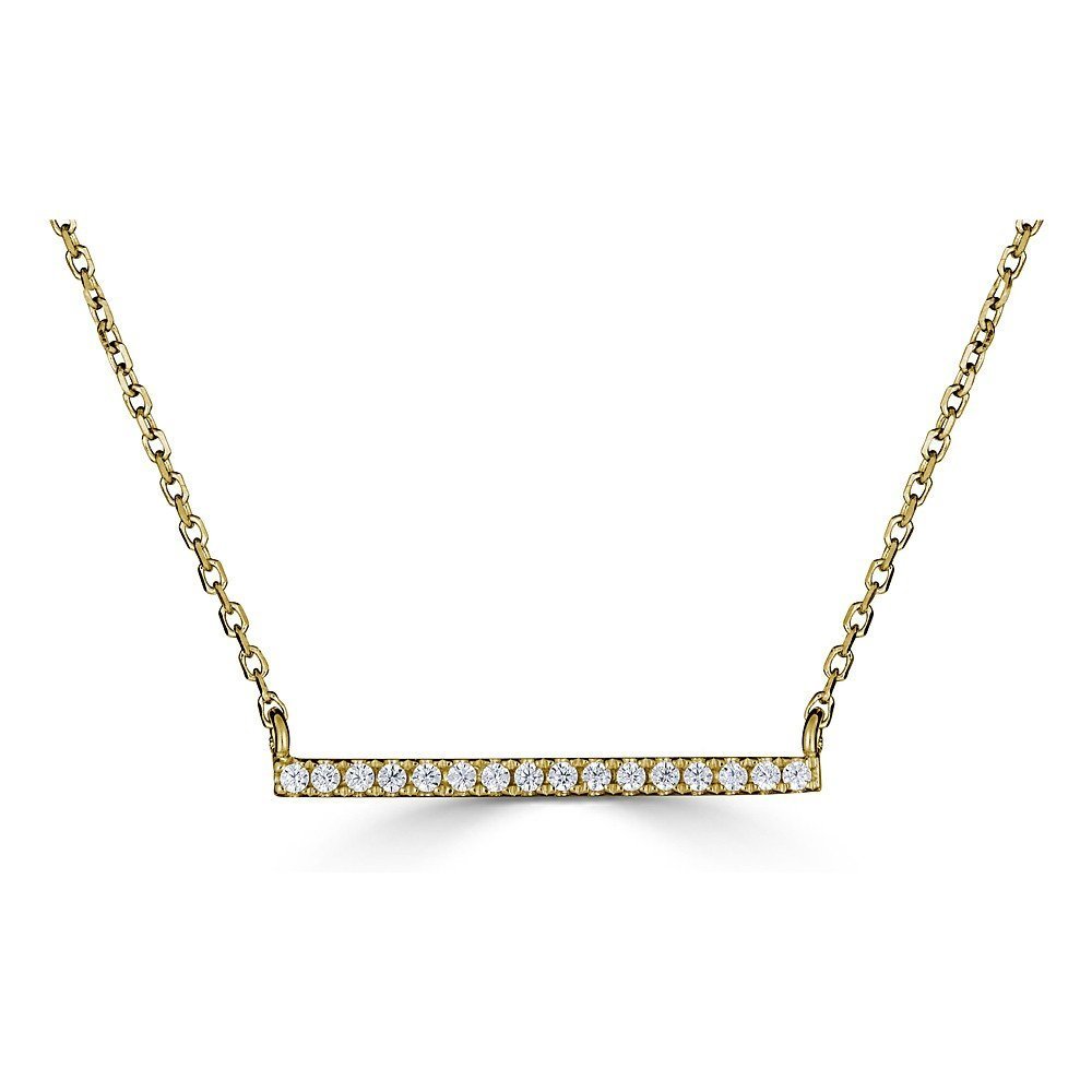 14K Gold 0.08 CTW Diamond Horizontal Bar Necklace for Women - Elegant Layering Piece for Everyday Wear & Special Occasions