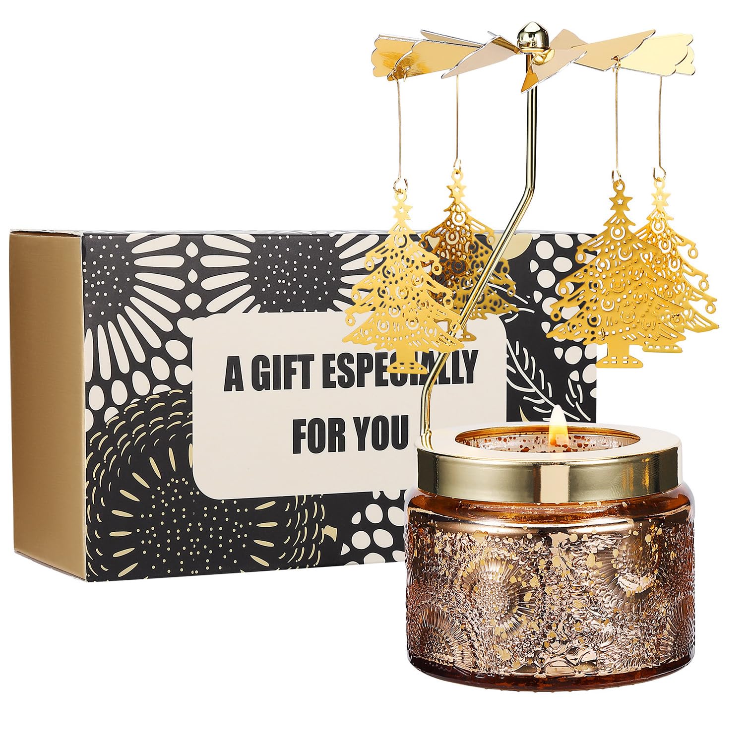 Rotatable Scented Candle Gift Set for Women - Christmas Tree Aroma for Mom, Daughter, Sister & Wife | Unique Holiday Present for Anniversary & Christmas | Perfect for Home Decor, Relaxation & Romantic Ambiance