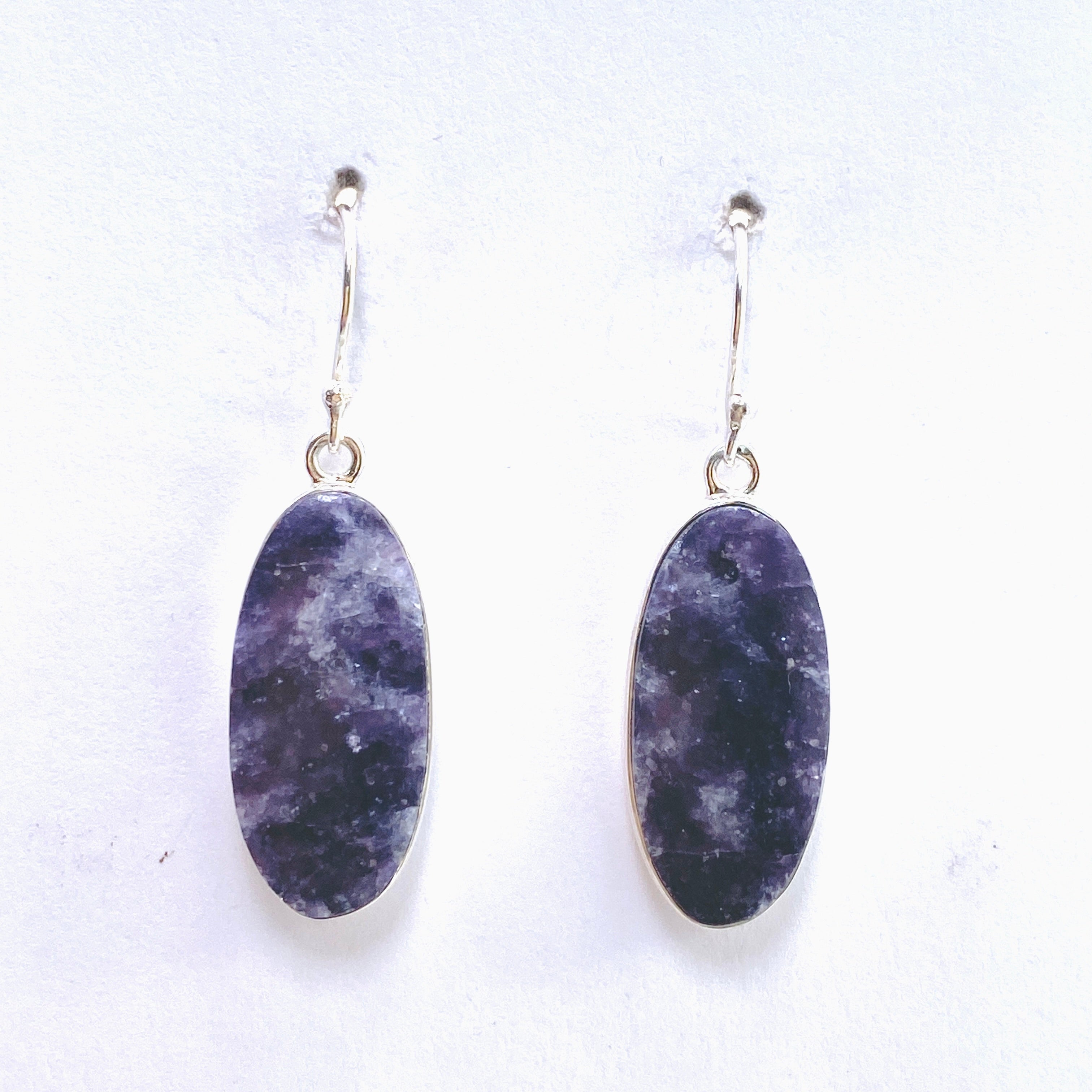 Lepidolite Oval Cabochon Earrings KEGJ1521 - Natural Stone Jewelry for Healing & Stress Relief | Perfect for Meditation, Yoga & Spiritual Practices