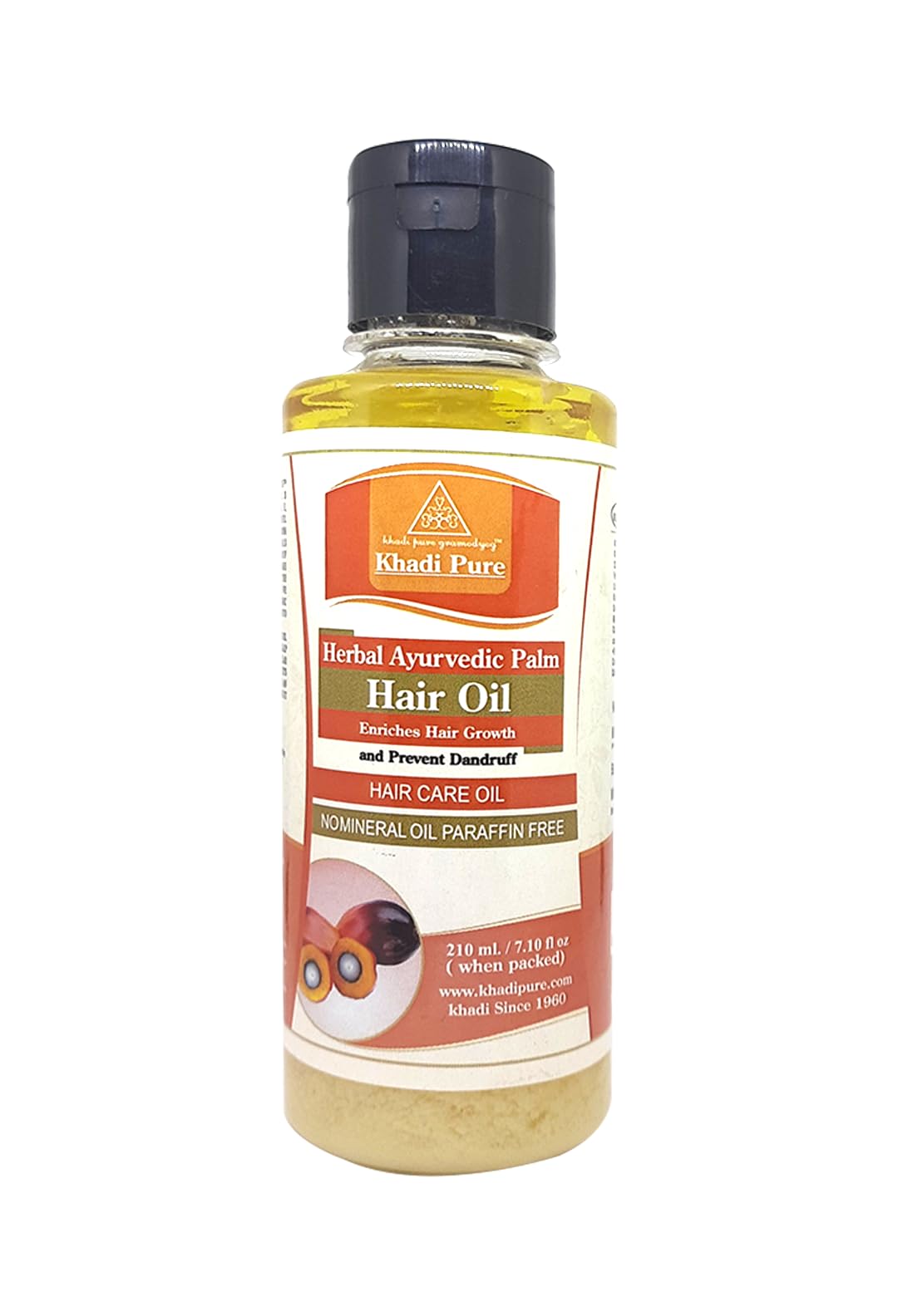 Khadi Pure Herbal Ayurvedic Palm Hair Oil - 210ml | Natural Hair Growth Treatment for Dry & Damaged Hair | Perfect for Daily Scalp Massage & Hair Care Routine