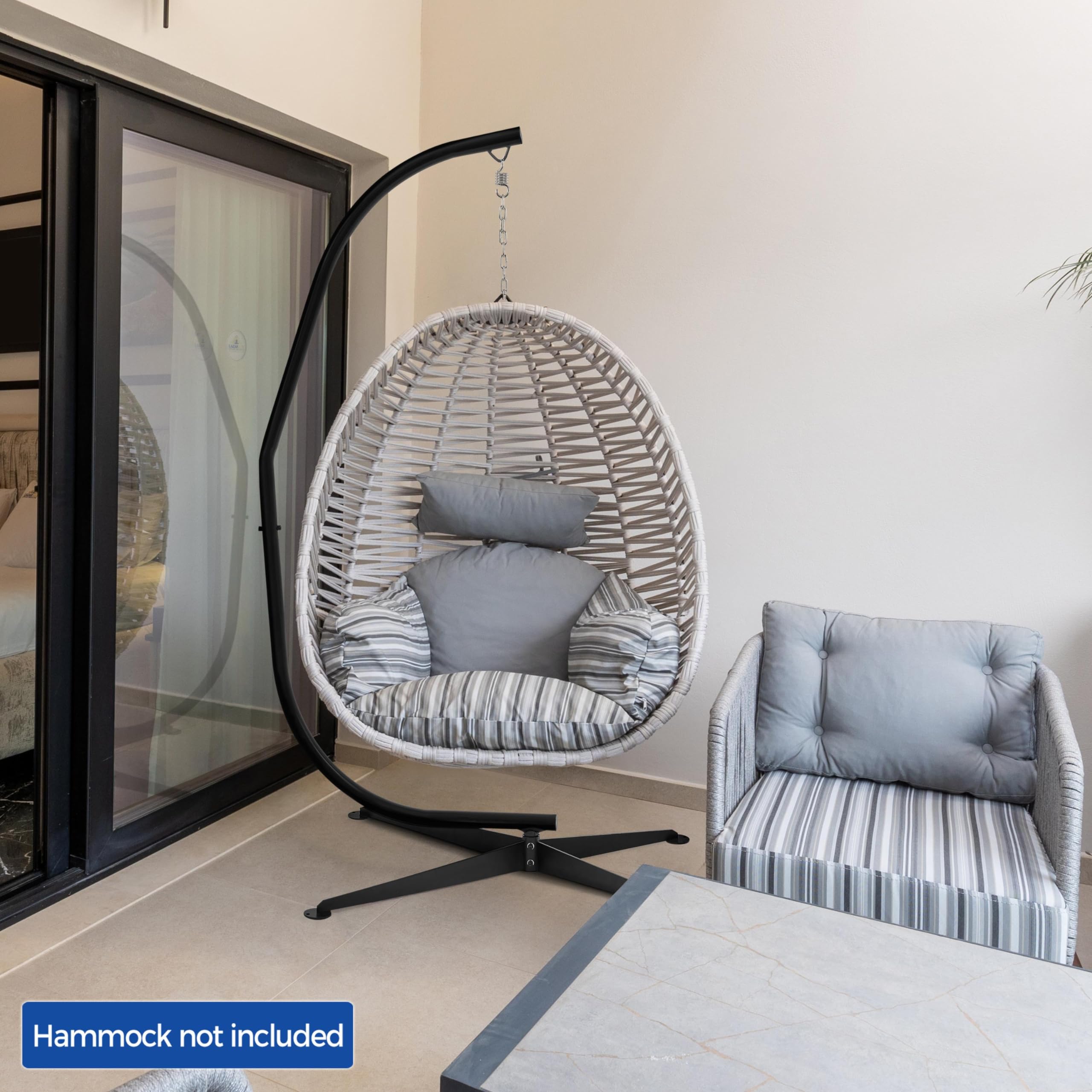 Yaheetech Heavy Duty Hammock Chair Stand - 300lb Weight Capacity C-Stand with Buckle & S-Hook for Hanging Chairs, Swings - Free Rotation Design for Indoor/Outdoor Use in Bedroom, Patio, Garden Relaxation