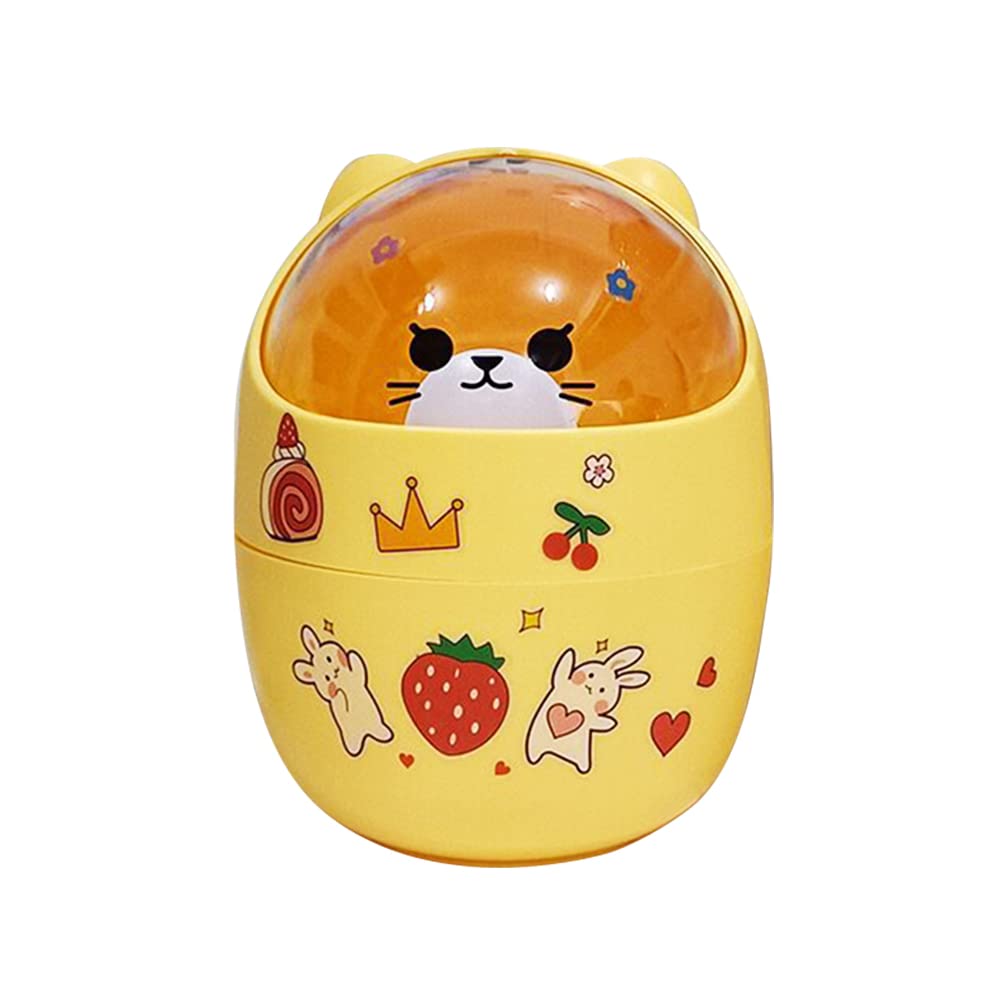 Nordic Style Bear Shaped Trash Can with Lid - Small Garbage Bin for Bathroom, Kitchen, Office, Kids Room & Dorm | Cute Storage Box & Pen Holder for Home Organization