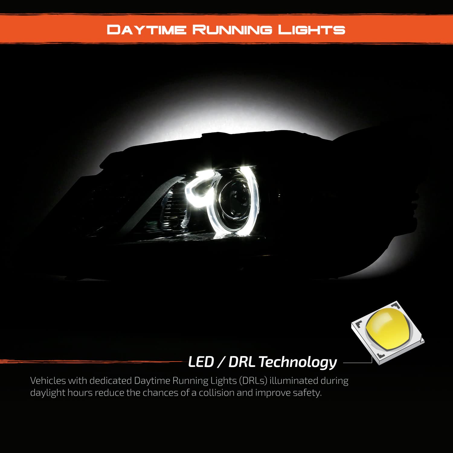 AKKON Black HID/Xenon Projector Headlights for 2014-2020 Chevy Impala Sedan (Non-AFS Type) - Left & Right Pair - Upgrade Your Night Driving Safety