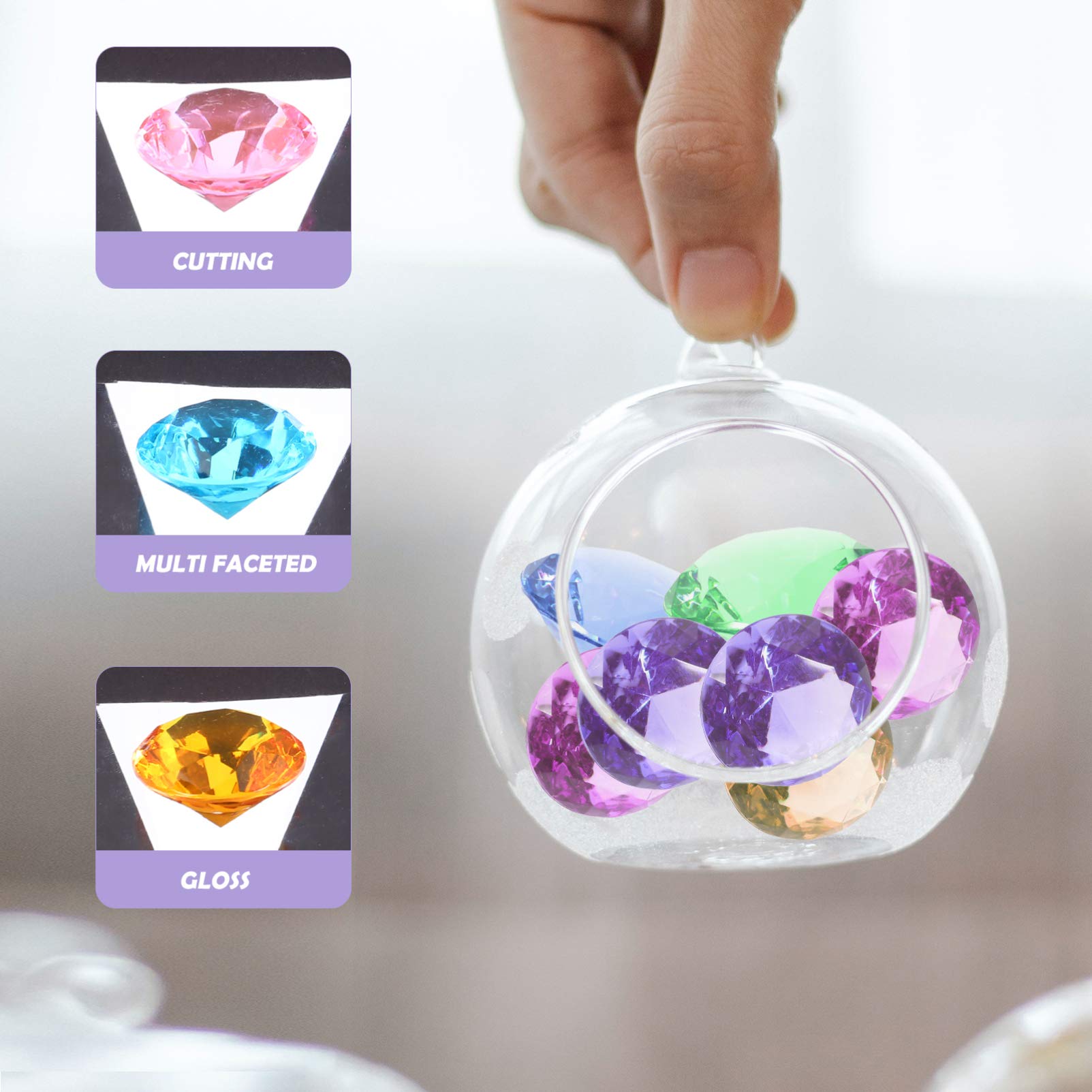 Colorful Plastic Gemstones for Kids - Pirate Diving Toys & Swimming Pool Underwater Gems - Summer Pool Party, Treasure Hunt, and Craft Activities for Children