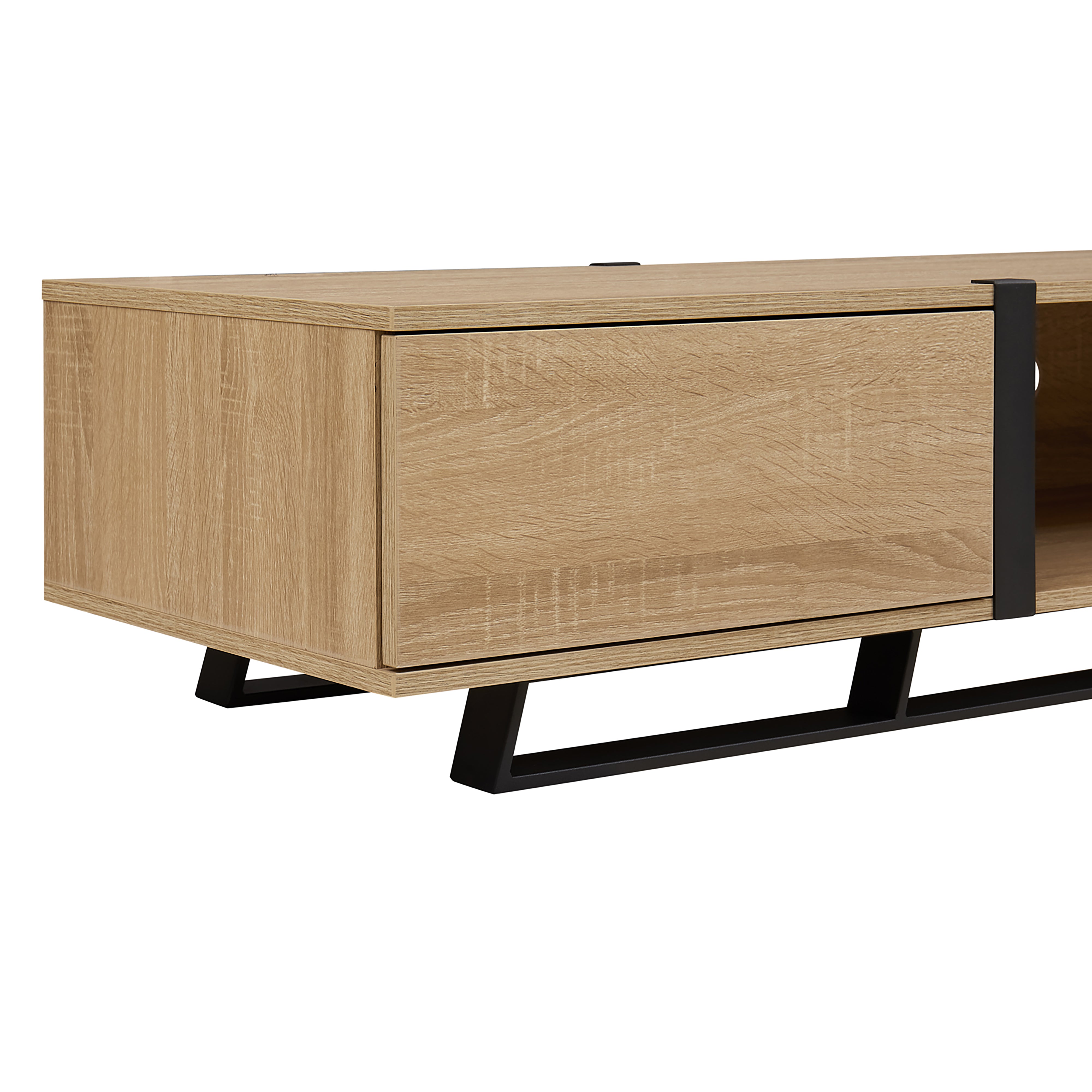 Modern Capri TV Stand 2000mm - Low Profile Entertainment Center with Oak & Black Finish by Criterion - Perfect for Living Room, Home Theater & Media Storage