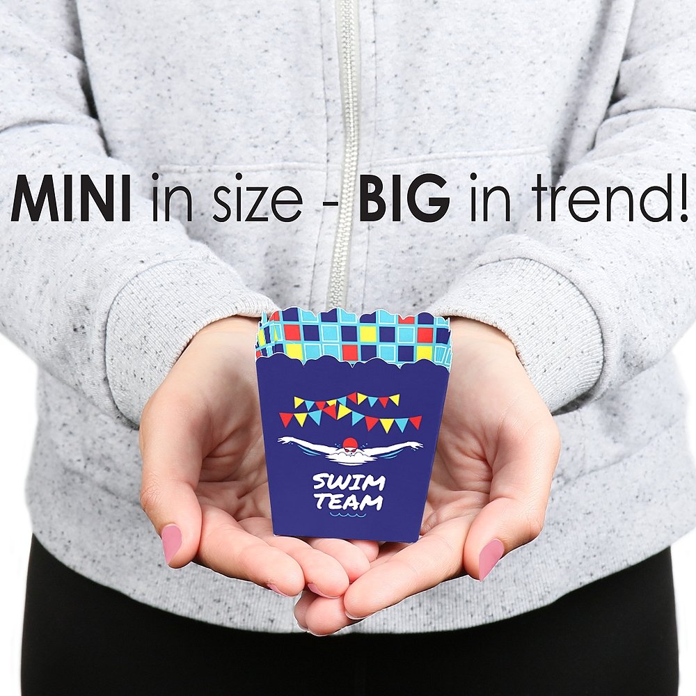 Swim Team Party Mini Favor Boxes - Set of 12 Candy Treat Boxes for Swimming Birthday Parties - Perfect for Team Celebrations, Pool Parties & Summer Events