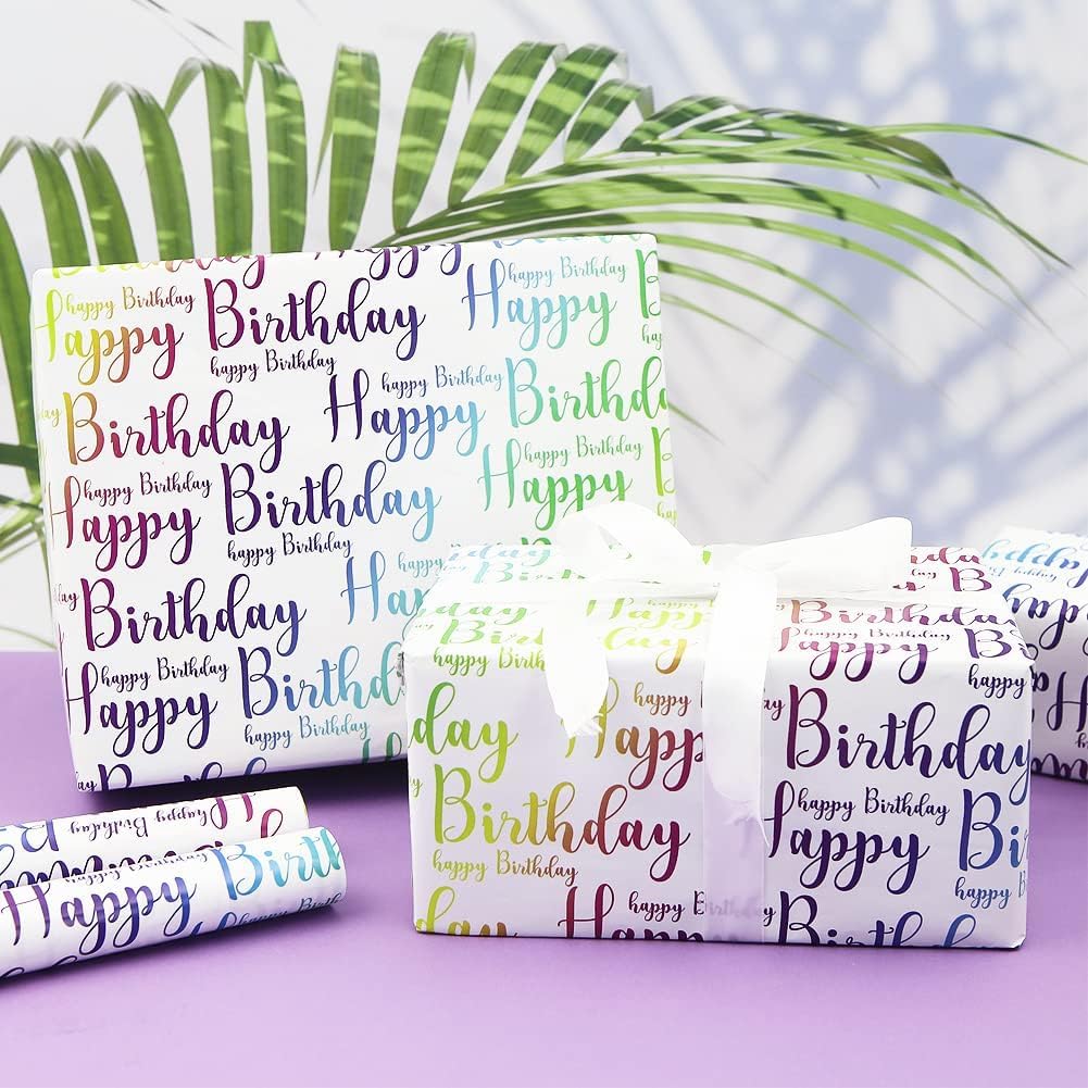 AccuPrints Premium Birthday Wrapping Paper - 6 Sheets (20