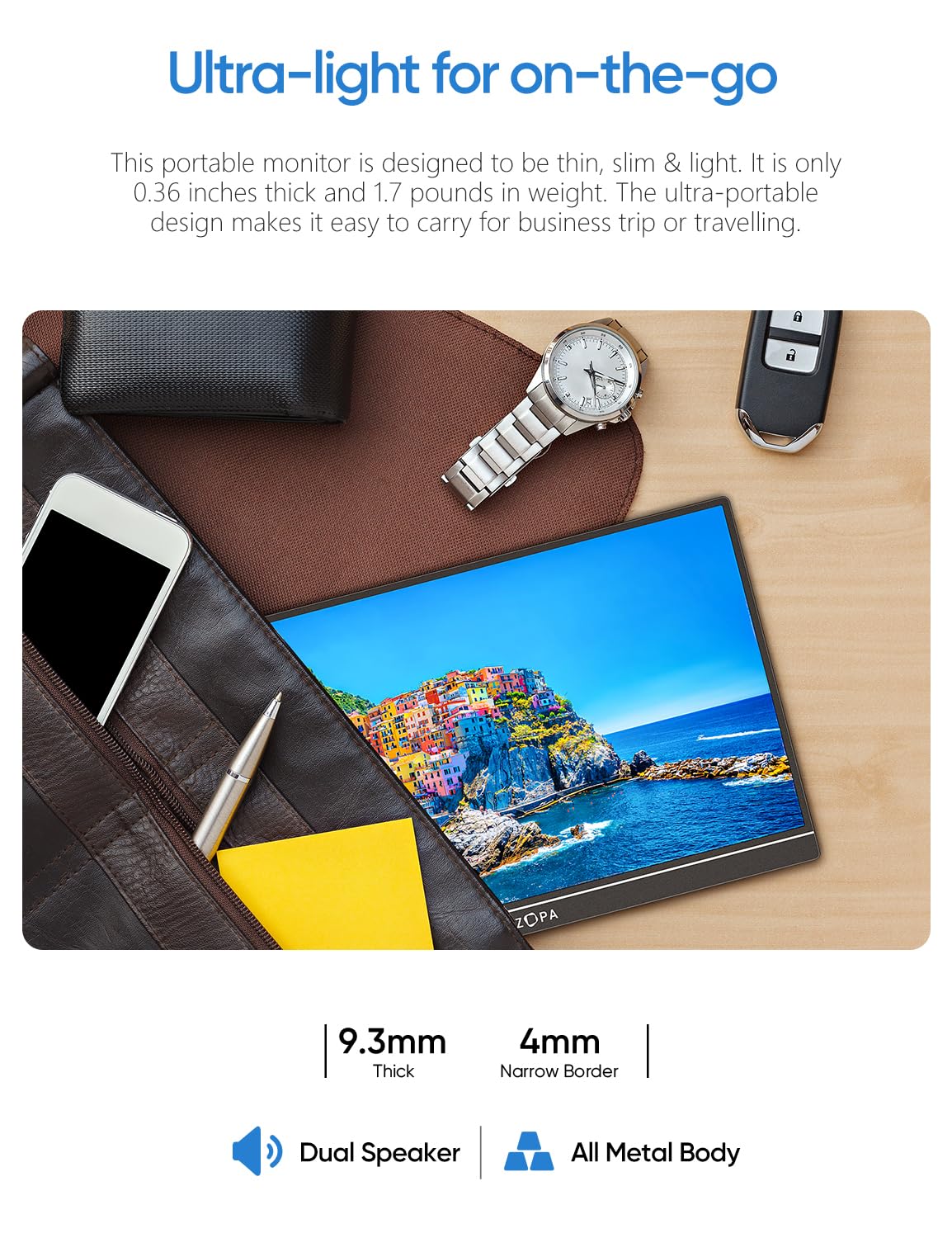 ARZOPA 16.1 Inch 144Hz Portable Gaming Monitor - 1080P FHD, 106% sRGB, HDR, Ultra Slim Design with Kickstand - Eye Care External Second Screen for Laptop, PC, PS5, Mac, Xbox - Perfect for Gaming, Work & Travel (Model Z1FC)