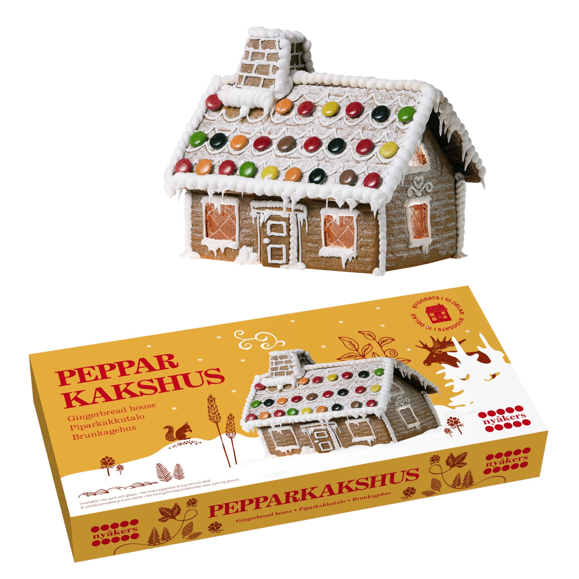 Nyakers Pepparkakor Swedish Gingerbread House Kit for Kids - Vegan Ginger Snaps, Dairy-Free Holiday Cookies - Christmas & Thanksgiving Food Gift (10.58Oz) - Perfect for Family Baking, Holiday Parties & Festive Decorations