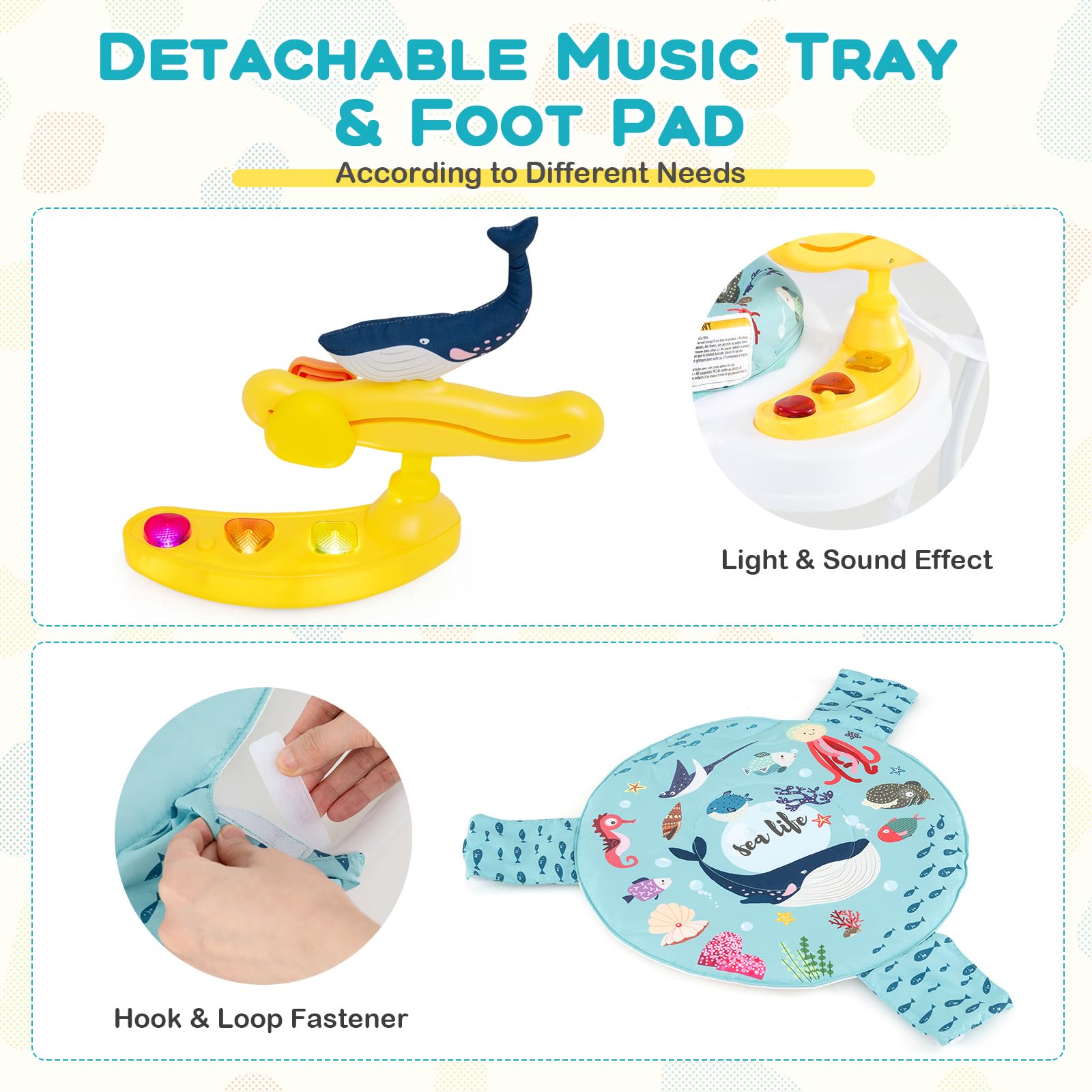 BABY JOY Baby Jumpers & Bouncers - 360° Rotating Activity Center with Music, Lights & Sounds - 5 Adjustable Heights for Infants 6-12 Months - Perfect for Playtime, Learning & Developmental Stimulation at Home or Daycare
