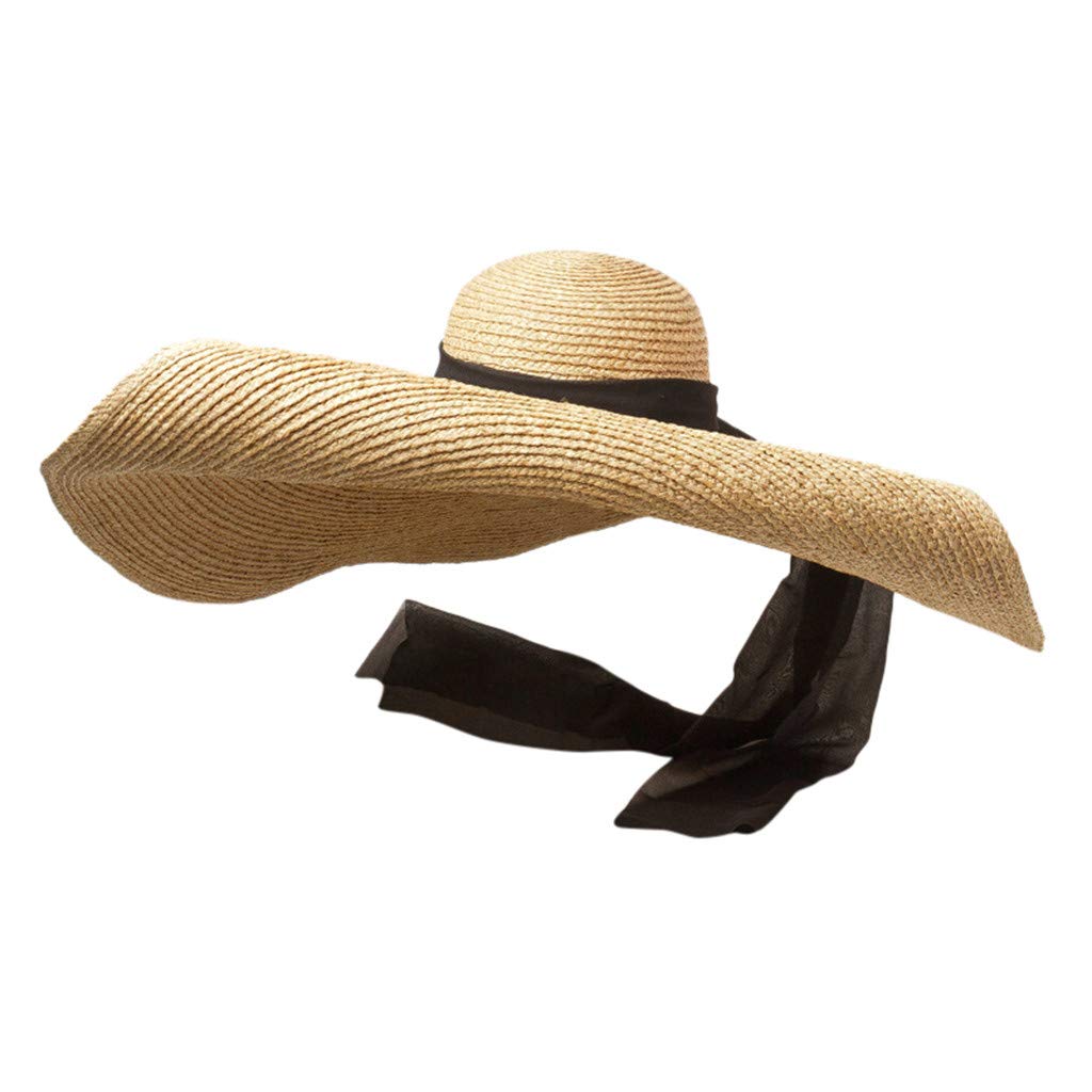 Large Brim Sun Protection Straw Hat - Foldable Beach Hat for Women & Men, UPF 50+ UV Shield, Wide Brim Summer Hat for Outdoor, Travel, Gardening and Beach Vacations