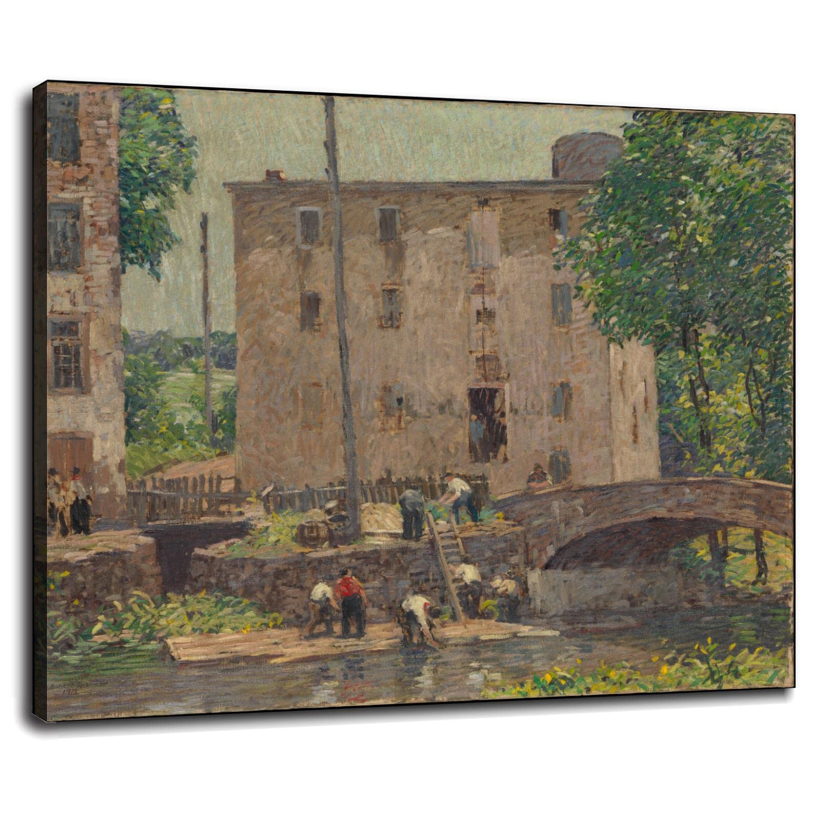 Robert Spencer Bridge Wall Art Canvas Print - 32x24 Inch Framed Poster for Home & Office Decor - Perfect for Living Room, Bedroom or Study Room