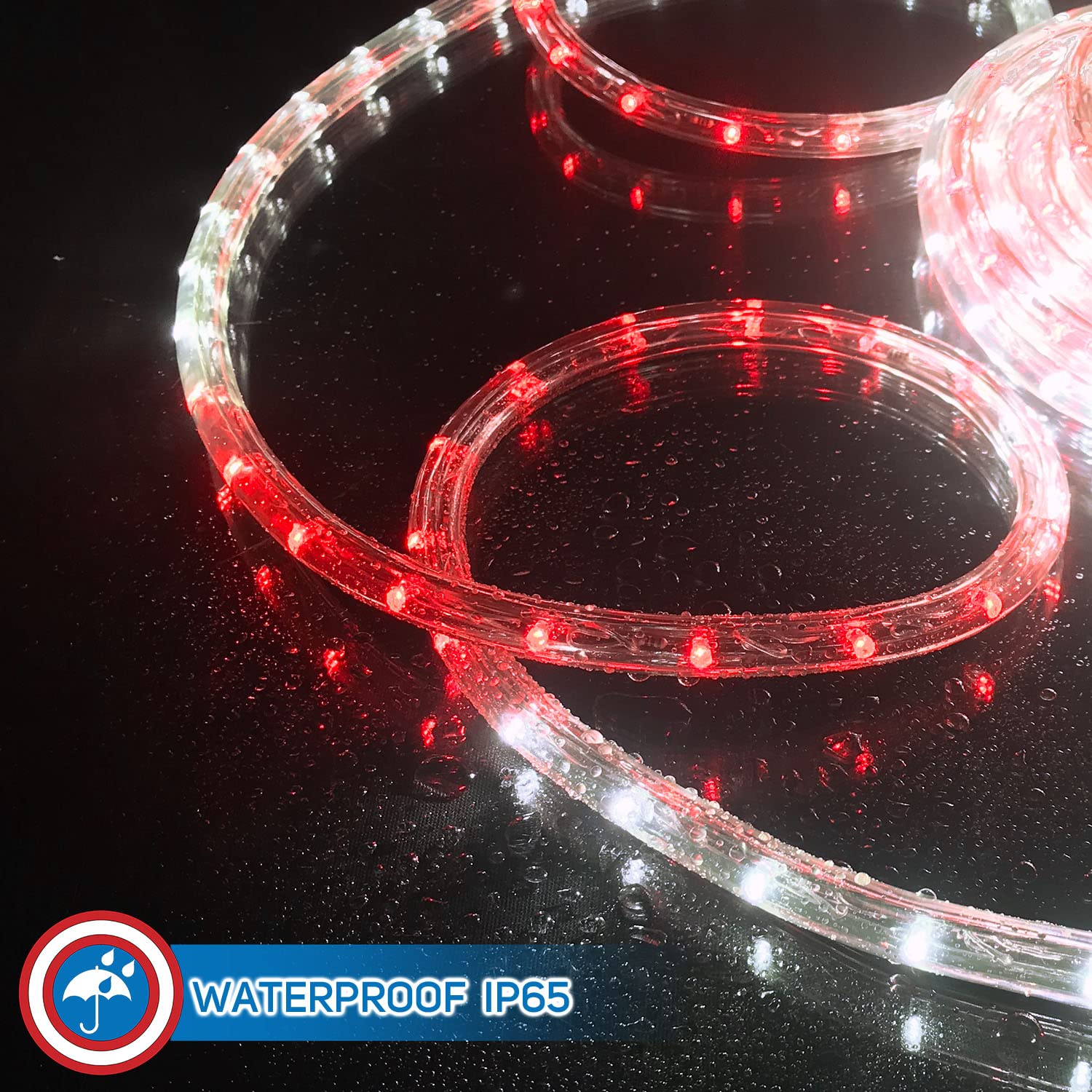 Russell Decor 200ft/60m LED Rope Lights - Waterproof Flexible String Lights for Indoor & Outdoor Use - Perfect for Party, Christmas Tree, Patio, Deck, Garden & Wedding Decorations (Red & White)