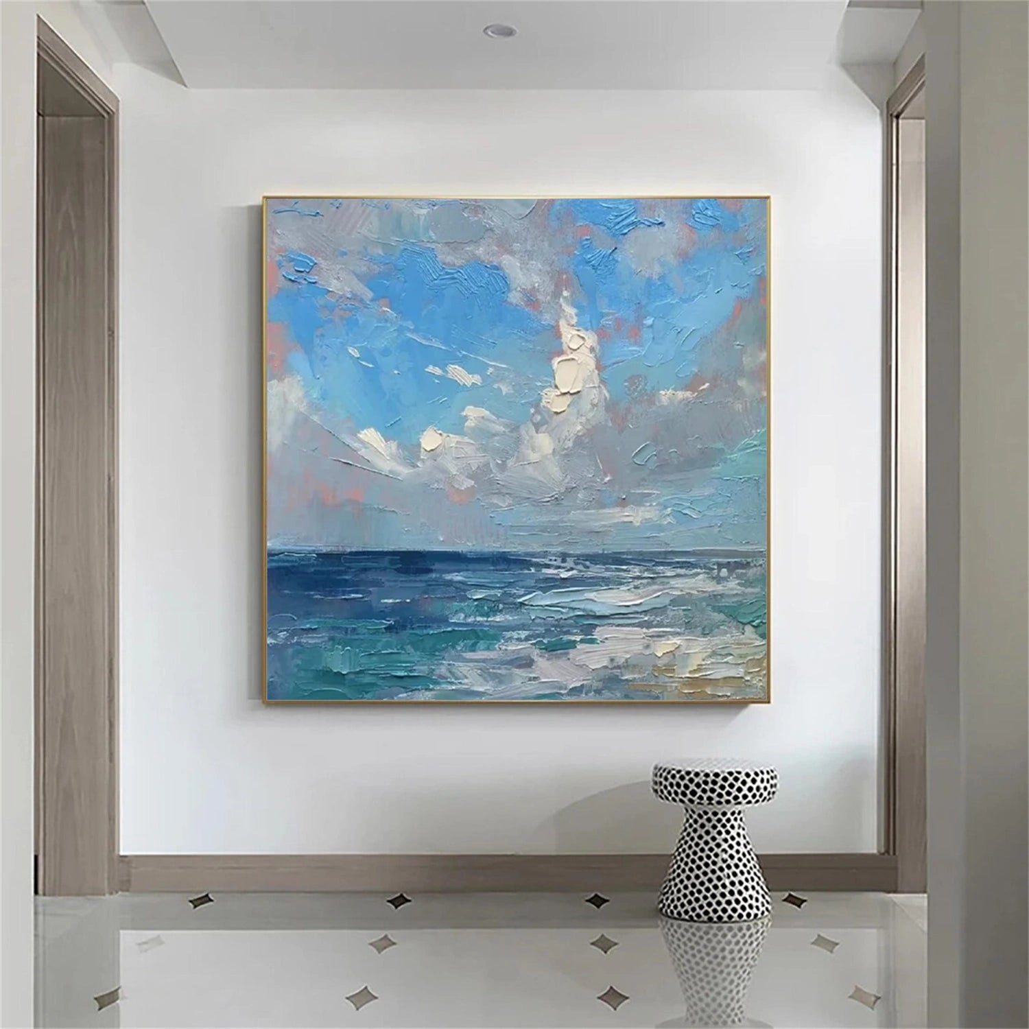 Ocean And Sky Abstract Canvas Art Wall Decor - Modern Coastal Painting for Living Room, Bedroom & Office | #OS 268