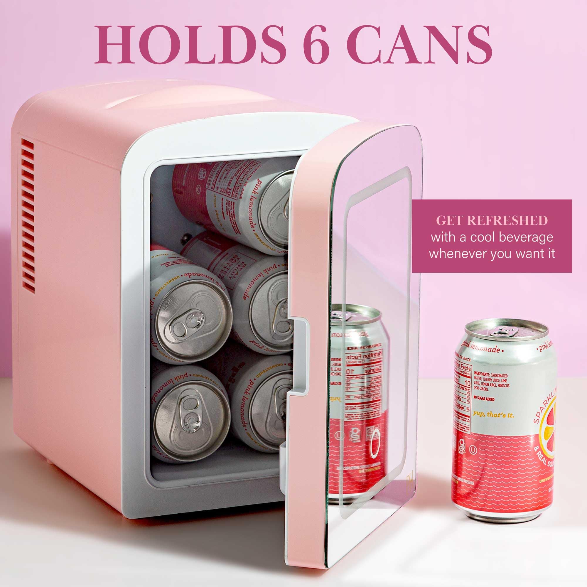 Paris Hilton Mini Beauty Fridge - 4L Pink Cosmetic Cooler with LED Mirror for Skincare Storage at Home
