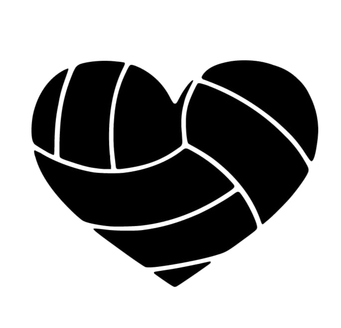 Volleyball Heart Iron-On Transfer Patch - Easy 5-Minute T-Shirt Decal for Sports Apparel (Black) | Perfect for Team Uniforms, DIY Gifts & Fan Merchandise