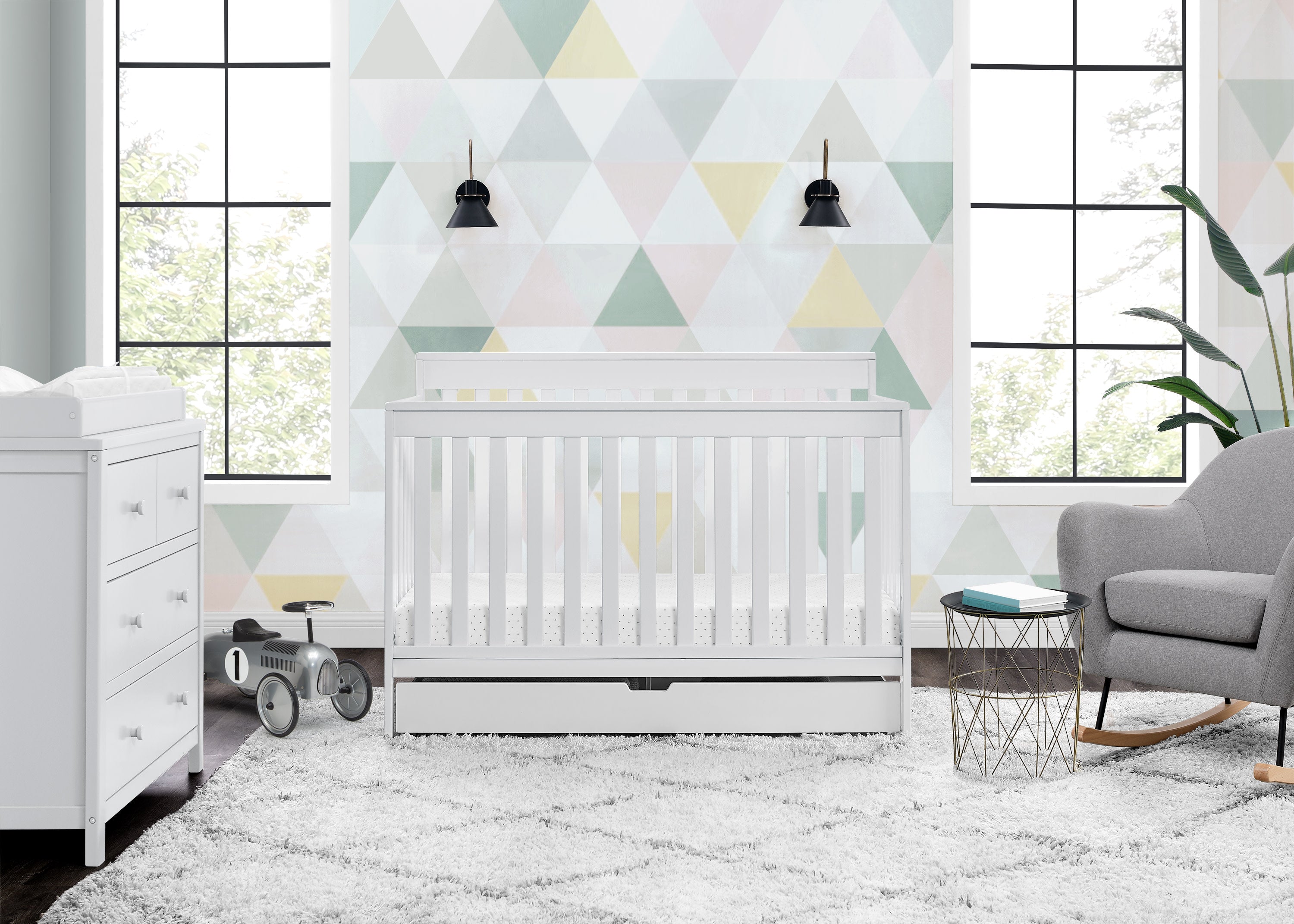 Mercer 6-in-1 Convertible Baby Crib with Storage Drawer & Trundle - Nursery Furniture for Newborn to Toddler Bed | Perfect for Small Spaces & Shared Rooms
