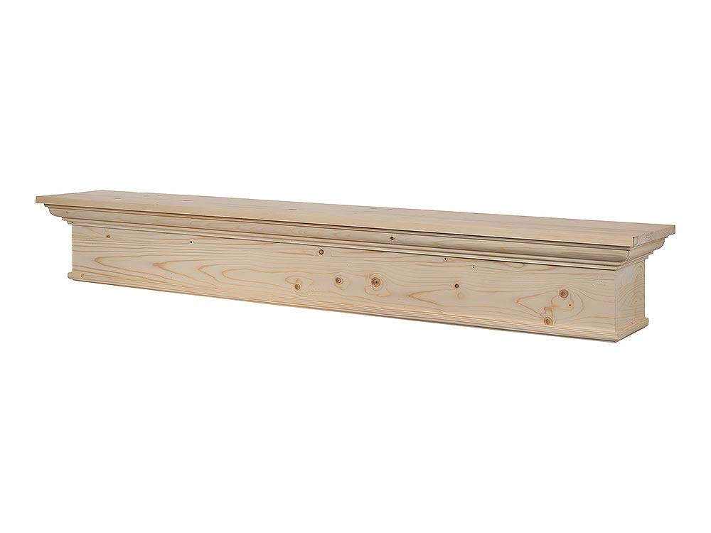 60 Inch Floating Fireplace Mantel Shelf - Unfinished Wood Wall Shelf for Home Décor & Electric Fireplaces | Rustic Bellamy Design by MantelsDirect | Perfect for Living Room, Bedroom & Office