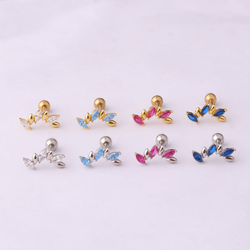 16G Cartilage Stud Earrings - Long Curved Flat Back Earrings for Women | HSPJ722 | Perfect for Daily Wear, Parties & Gifts