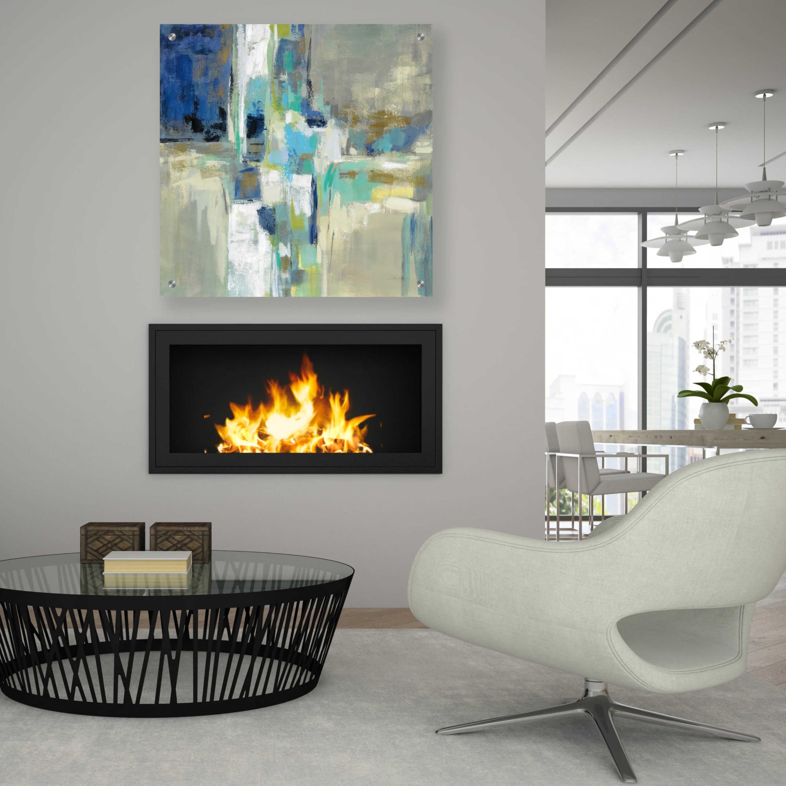 Silvia Vassileva 'Spring Water' Acrylic Glass Wall Art - 36x36 Inch Modern Abstract Painting for Living Room, Bedroom & Office Decor