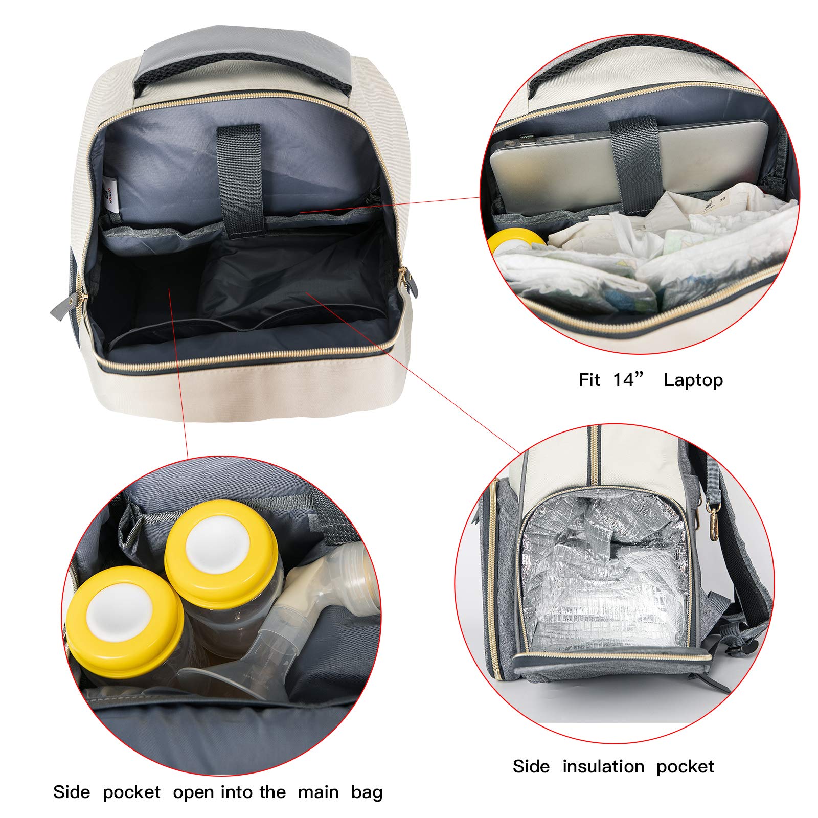 MOMIGO Breast Pump Backpack - Insulated Diaper Bag for Working Moms On-The-Go
