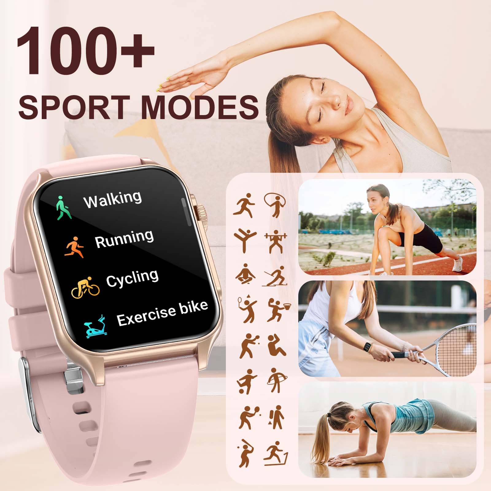 Smart Watches for Women with LED Flashlight - 1.96