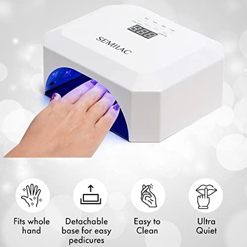 Semilac Professional 48W/24W LED UV Nail Lamp for Gel Polish Curing - 4 Timer Settings, Digital Display, Detachable Base, Motion Sensor - Perfect for Home & Salon Manicure Pedicure Nail Art