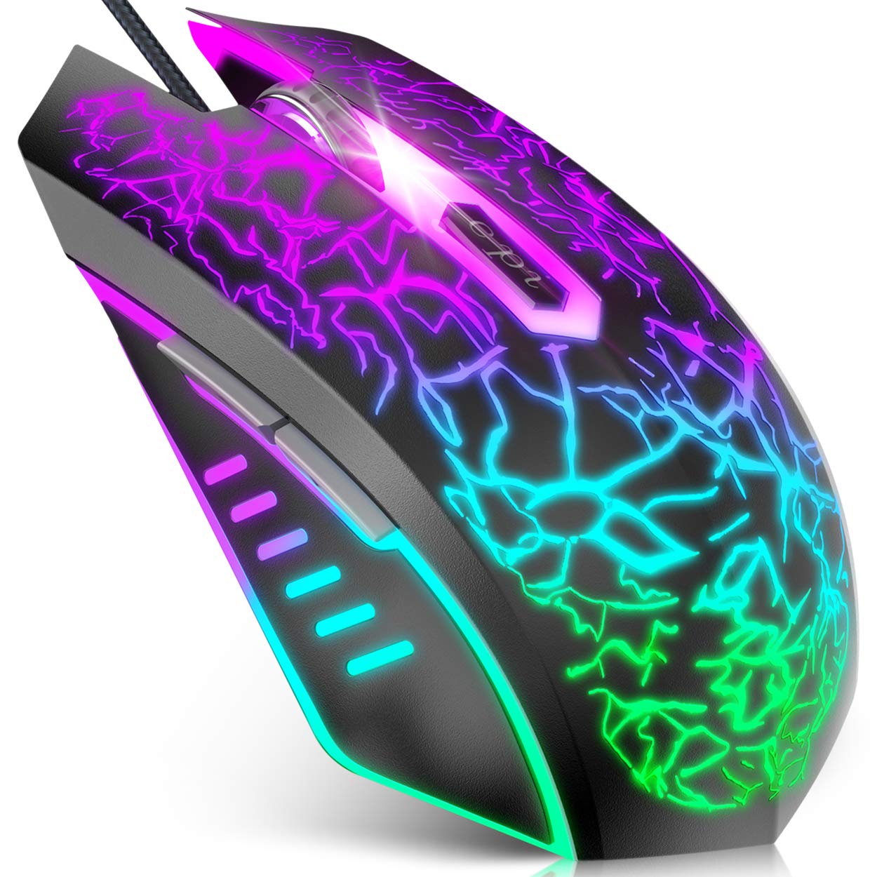 VersionTECH. Wired Gaming Mouse with RGB Backlit - Ergonomic Computer Mouse with 7 LED Lights, 6 Programmable Buttons & 4 Adjustable DPI for PC, Laptop, Chromebook, Mac - Perfect for FPS, MMO Gaming & Office Work (Black)