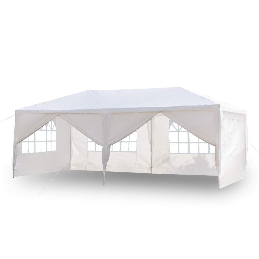 10x20 Feet 6-Panel Pop Up Canopy Tent with Windows & Double Doors - UV Protection & Waterproof for Outdoor Events, Parties, Camping, and Market Stalls