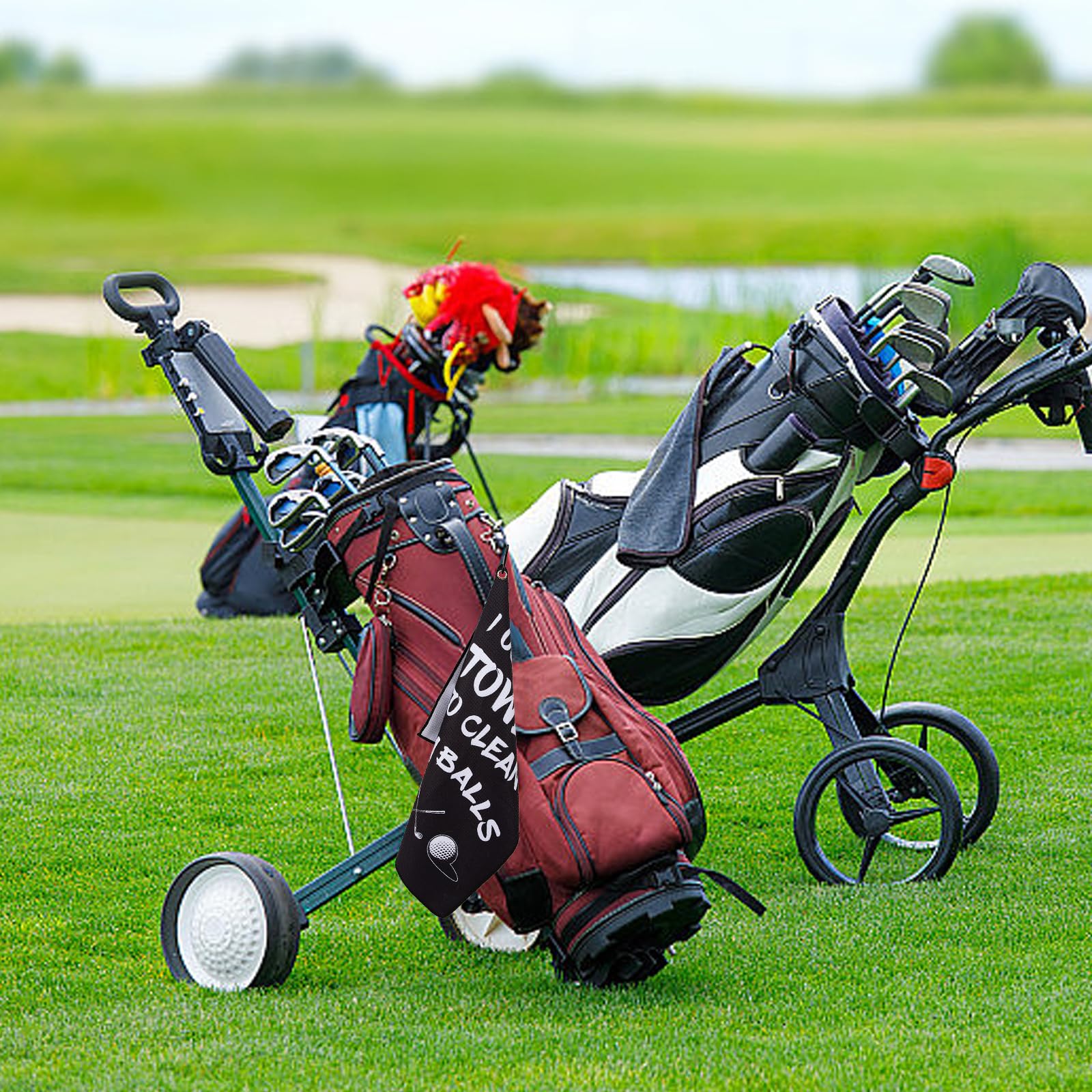ASIJUNTYECHO Microfiber Golf Towel - Funny Printed Golf Accessory for Men with Clip - Perfect Golf Gift for Husband, Boyfriend or Dad - Ideal for Golf Bags & On-Course Use - Great for Golf Lovers (Black #1)