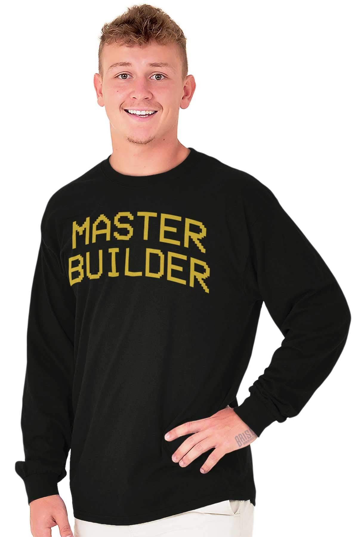 Classic Teaze Master Builder Video Game T-Shirt for Men - Long Sleeve Gamer Shirt - Perfect for Gaming, Cosplay & Casual Wear