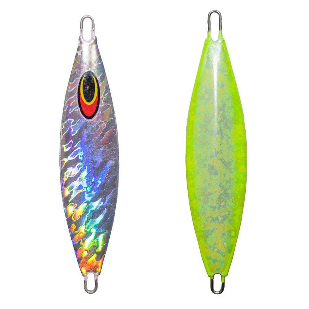 Nomad Design Buffalo Slow Pitch Jig - 80g/3oz Glow Fishing Lure in Chartreuse White | Perfect for Deep Sea Fishing & Saltwater Gamefish